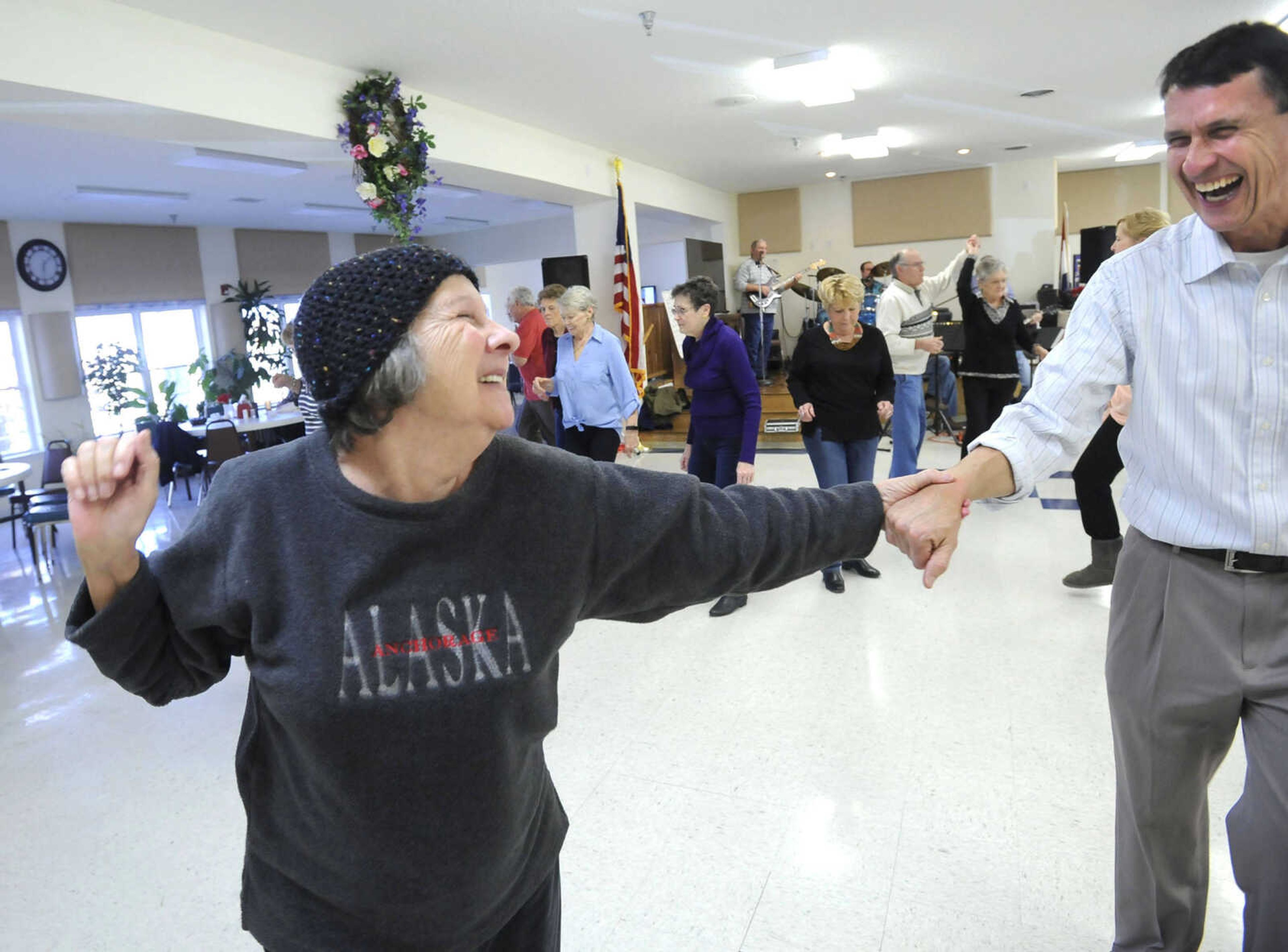 FRED LYNCH ~ flynch@semissourian.com
Zee Anderson shares a dance with her son, Shane Anderson, on Wednesday, Jan. 24, 2018 at the Jackson Senior Center in Jackson.