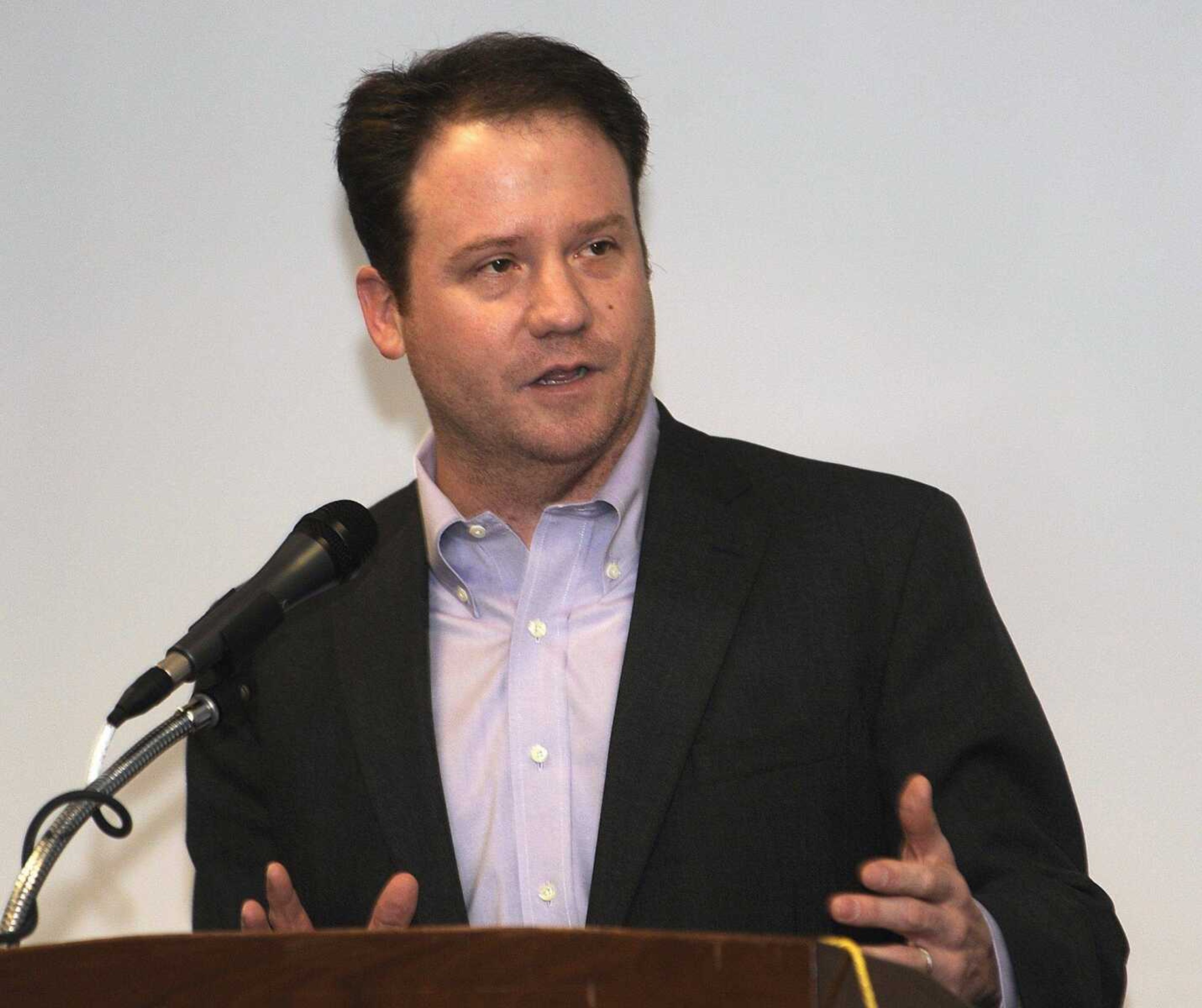 State Sen. Jason Crowell speaks Friday, June 1, 2012 at the First Friday Coffee. (Fred Lynch)