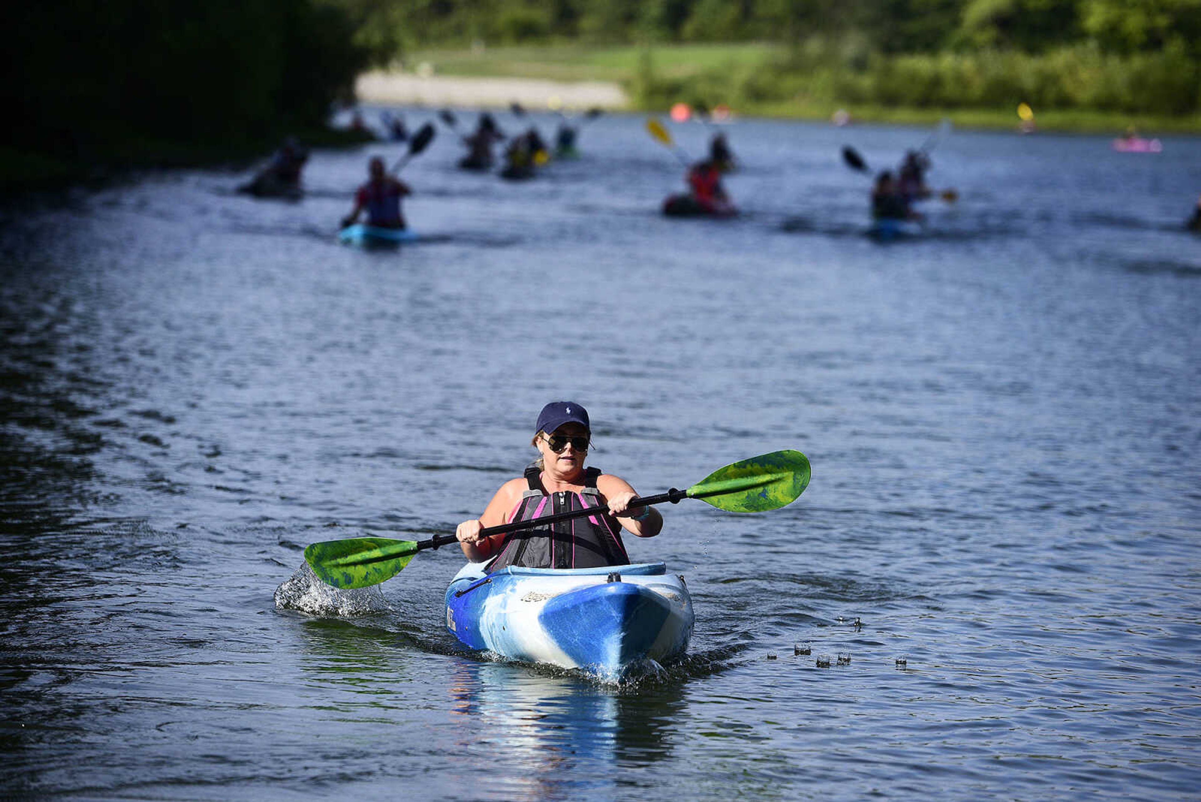 People kayak on Lake Boutin during the first ever St. Jude Heroes Yak 'n Run on Saturday, Aug. 26, 2017, at Trail of Tears State Park. All proceeds from the event support St. Jude Children's Research Hospital