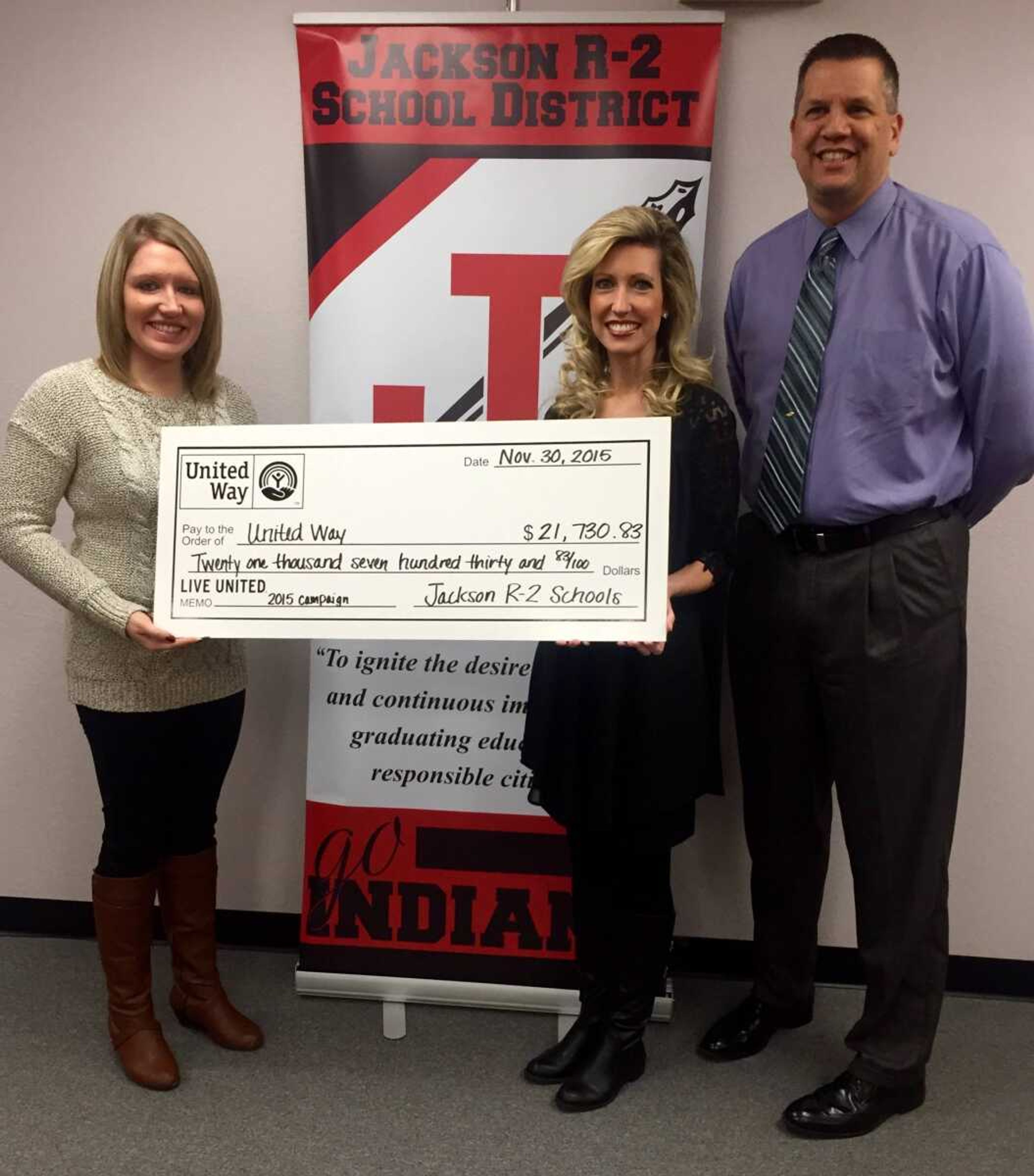 Jackson R-2 Schools donates to United Way