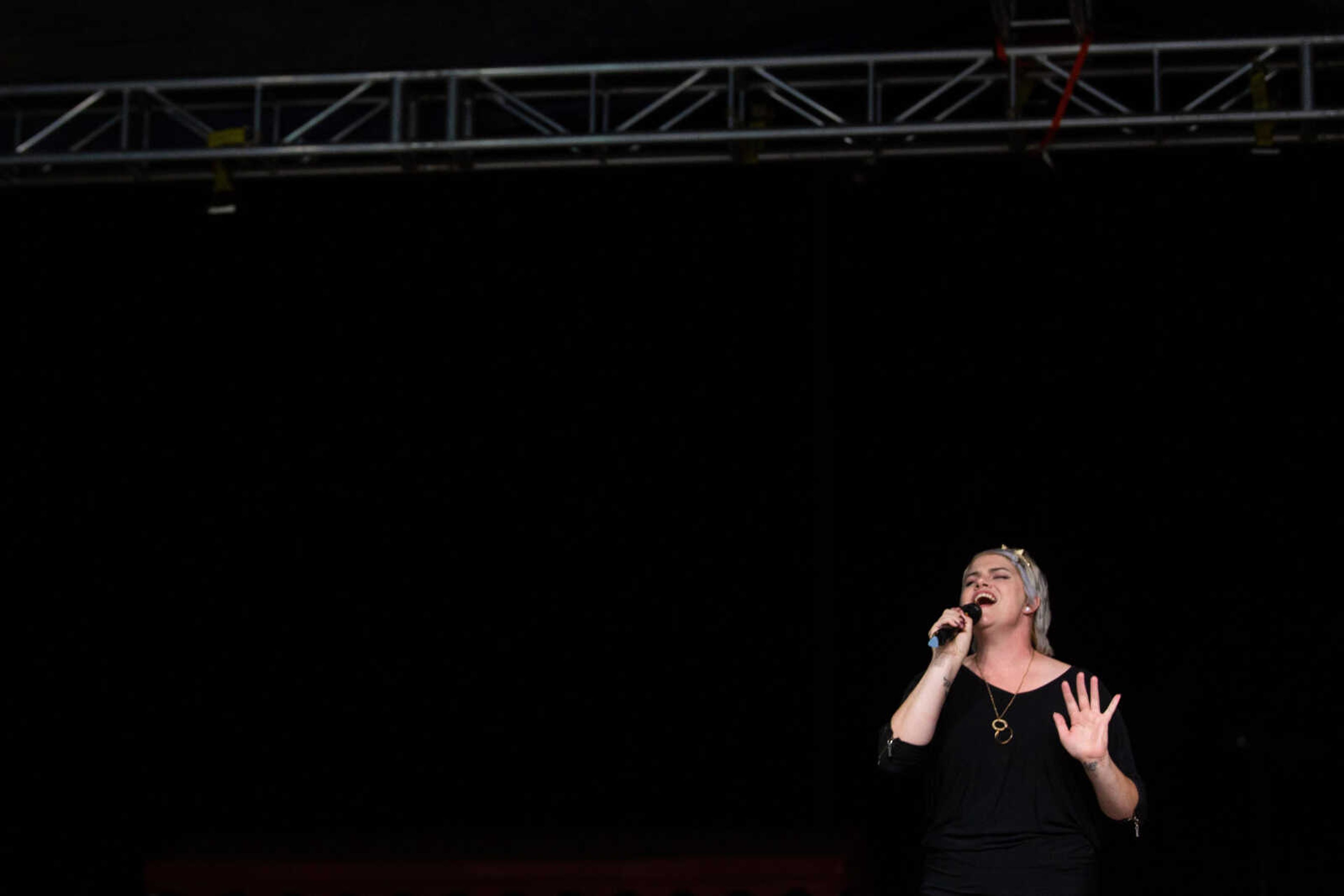 Terra Chantle sings during the Heartland Idol Finals competition on Monday, Sept. 12 at the SEMO District Fair in Cape Girardeau.