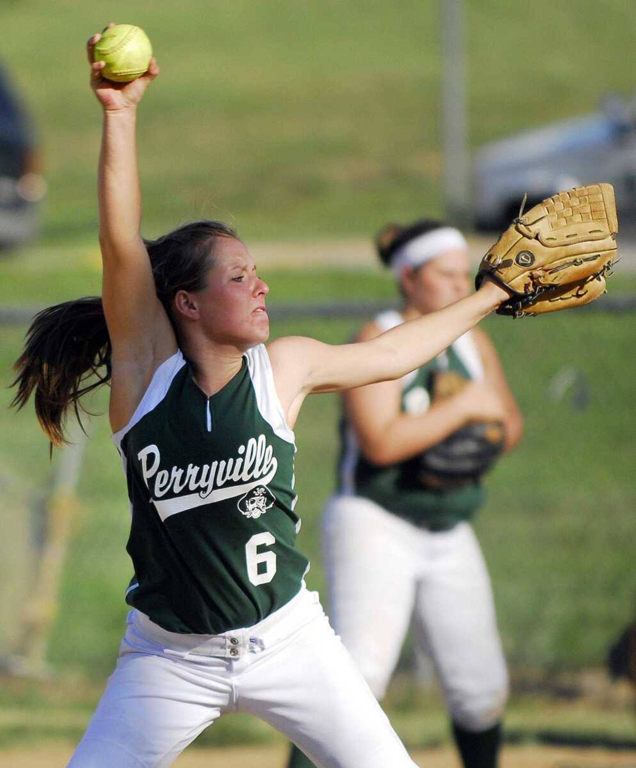 Perryville's Casey Hotop winds up during Monday's game against Central in Perryville, Mo. (Laura Simon)