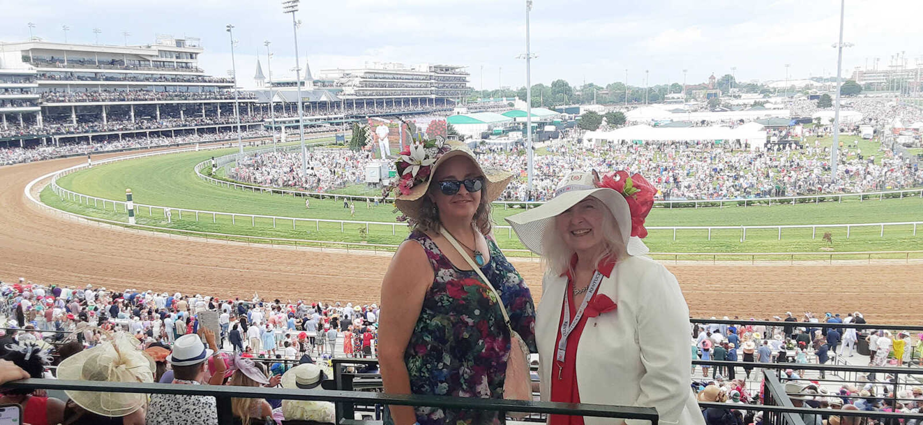 Rhonda Moore of Oak Ridge and Valerie Wondrick of Cape Girardeau attended the 150th running of the Kentucky Derby in Louisville, Kentucky, recently. It was Wondrick's lifetime dream and first time to attend and Moore's second time to see the race. It was a three-day event for them which included the 150th Kentucky Oaks Race where fillies run and everyone tries to wear pink for cancer survivors.  
