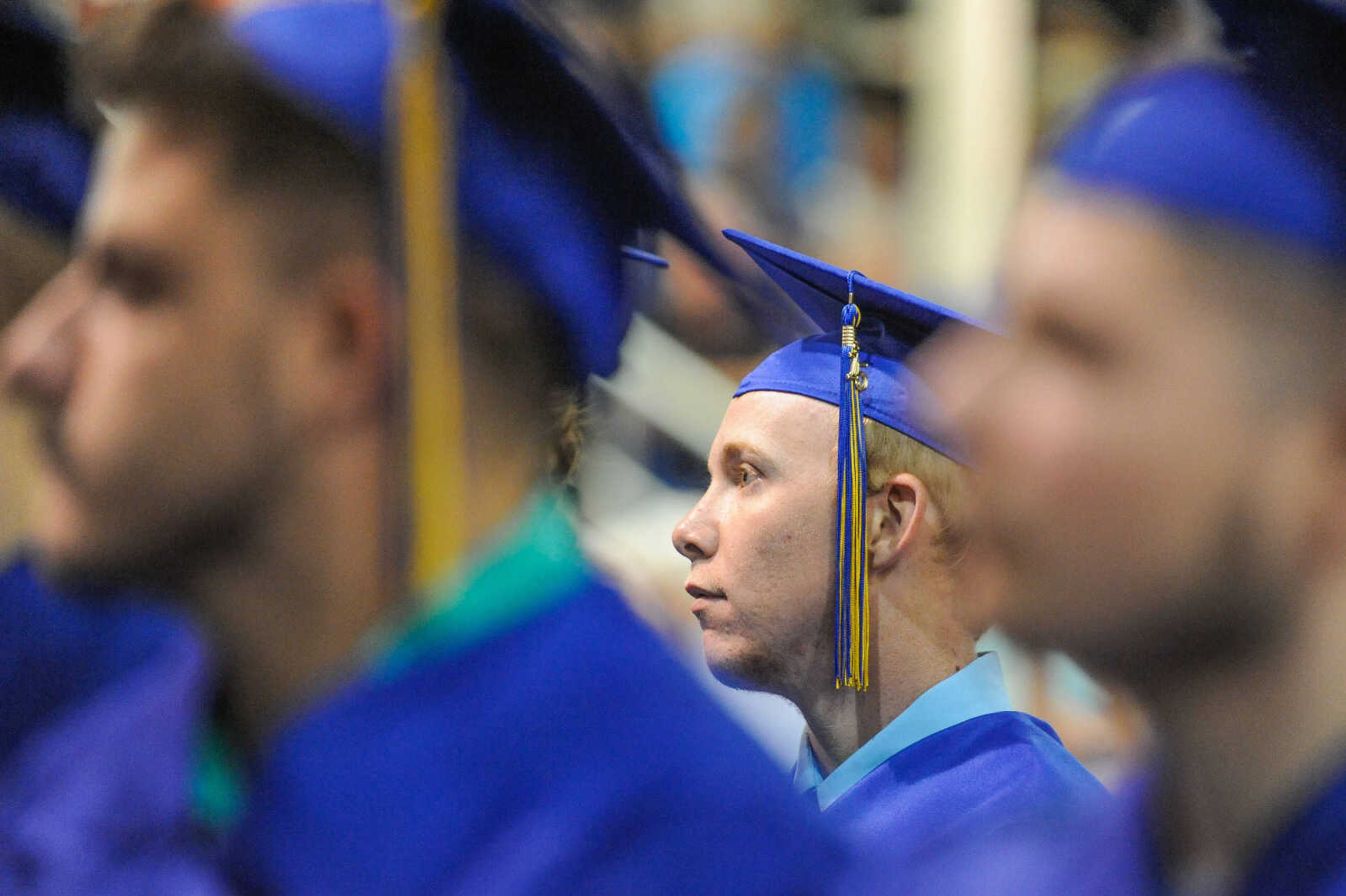 GLENN LANDBERG ~ glandberg@semissourian.com

Seniors watch the commencement ceremony Sunday, May 17, 2015 at Scott City High School.