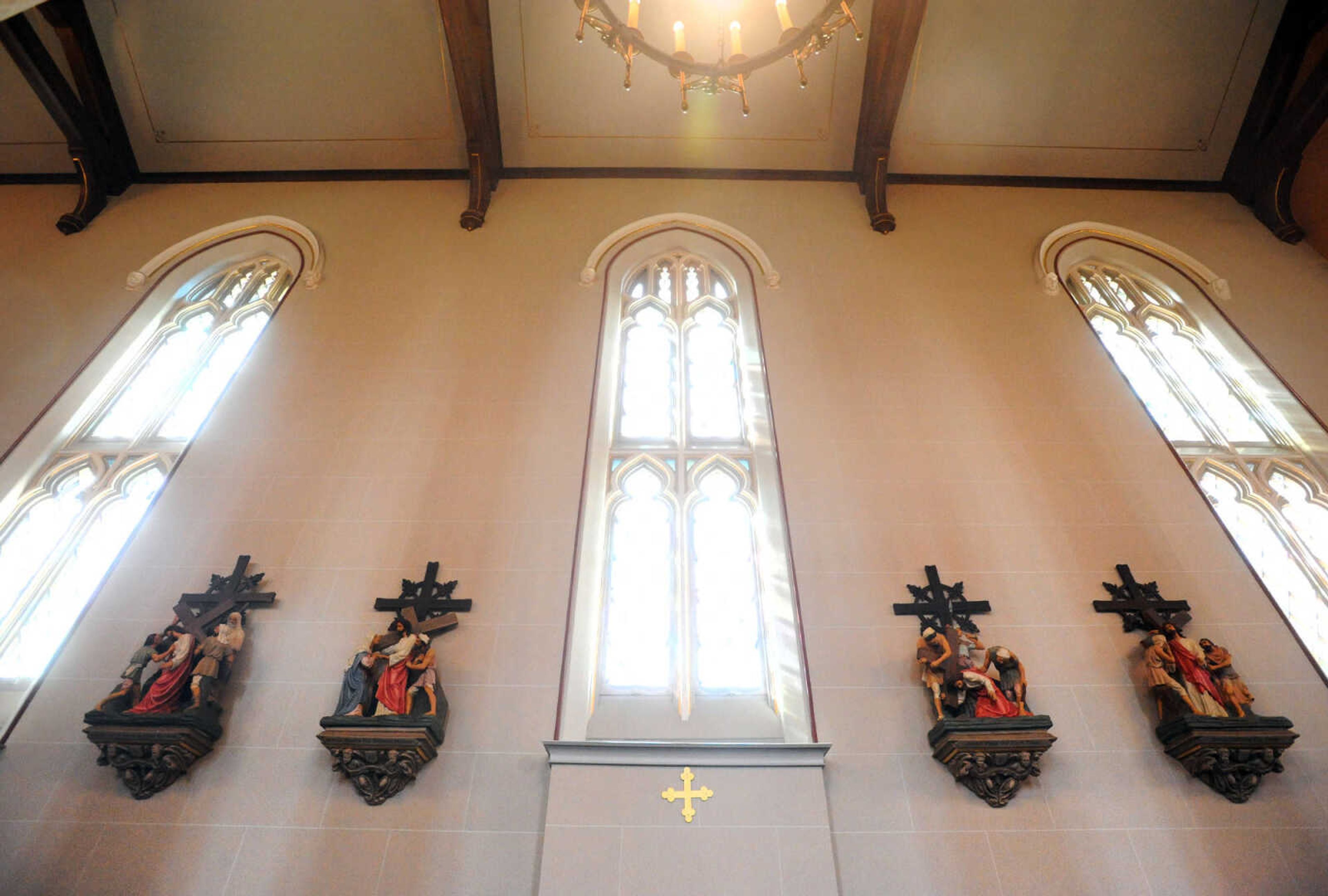 LAURA SIMON ~ lsimon@semissourian.com

The Stations of the Cross hang on the wall in the sanctuary of Old St. Vincent's Catholic Church, Monday, March 30, 2015, in downtown Cape Girardeau.