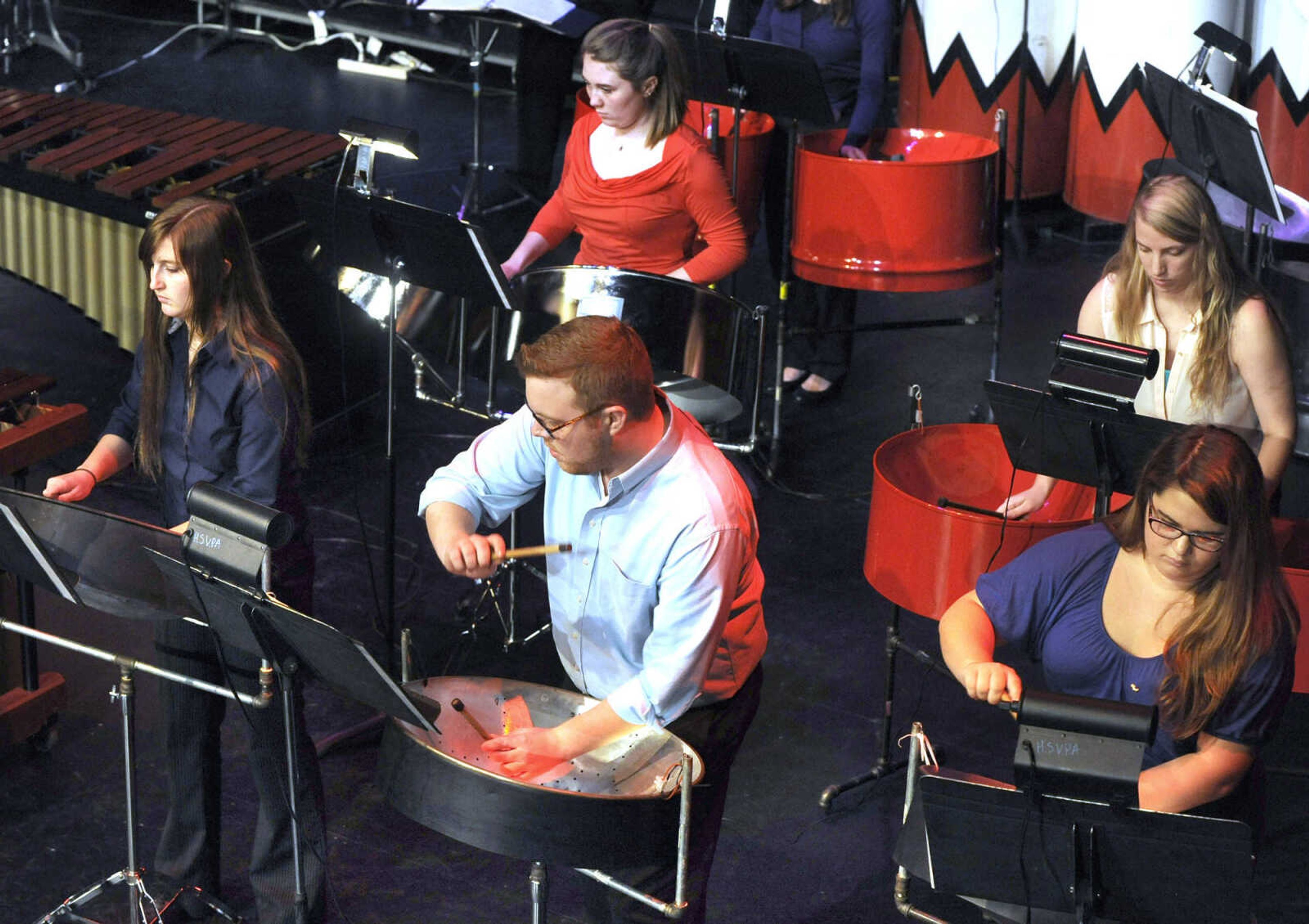 FRED LYNCH ~ flynch@semissourian.com
Members of the Southeast Missouri State University Steel Drum Band perform "Jingle Bells" during the afternoon Family Holiday Concert by the university's percussion ensemble Saturday, Dec. 13, 2014 at Bedell Performance Hall on the River Campus.