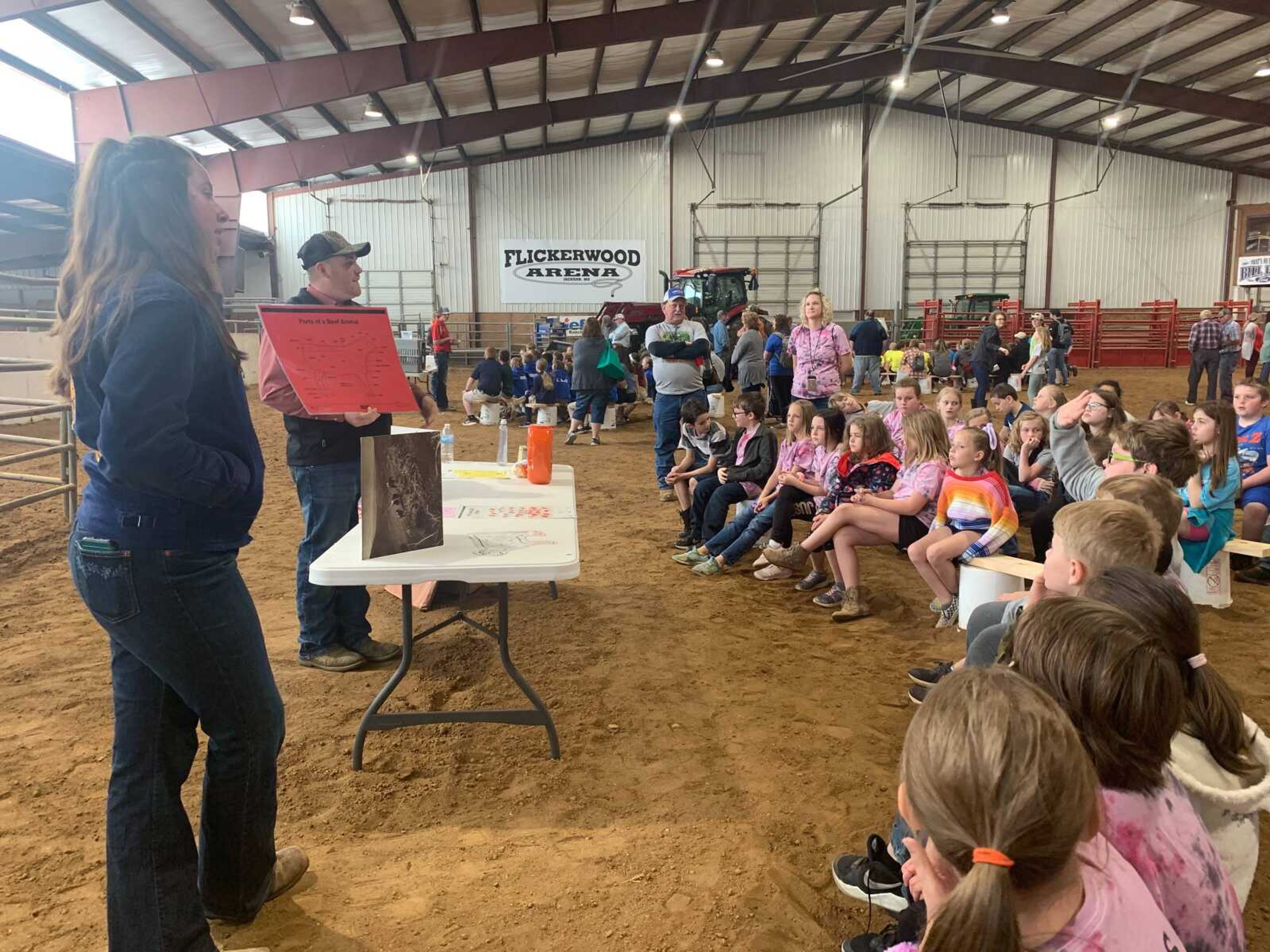 Andrew Puchbauer teaches West Lane students about where the different cuts of meat come from a beef cow. 99% of a cow is used after slaughter in meat and by-products and one cow can provide the leather for 144 baseballs.