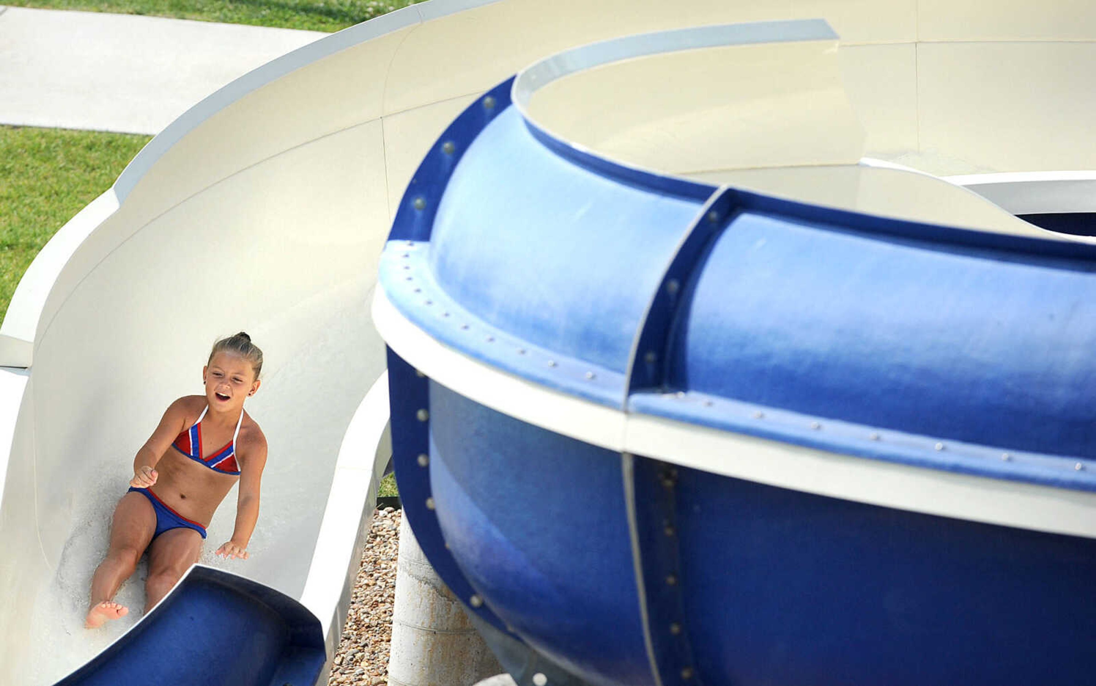 LAURA SIMON ~ lsimon@semissourian.com
A girl heads down the down the water slide Sunday, May 27, 2012 at Cape Splash in Cape Girardeau.