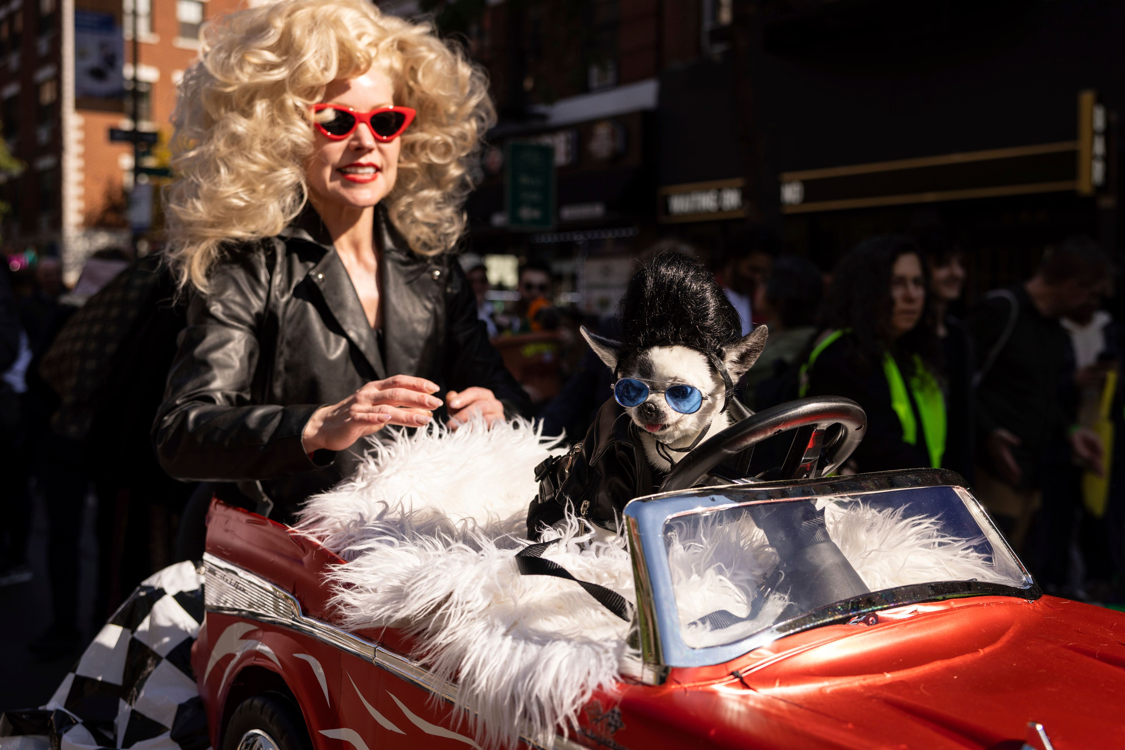 People and their dogs in costume participate in the 34th annual Tompkins Square Halloween Dog Parade, Saturday, Oct. 19, 2024, in New York. (AP Photo/Yuki Iwamura)