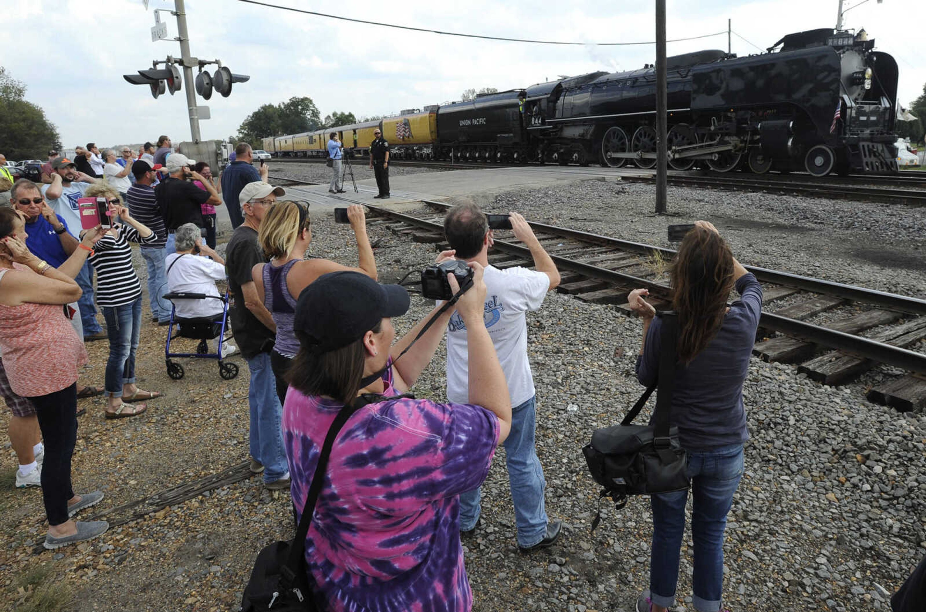 FRED LYNCH ~ flynch@semissourian.com
The Union Pacific No. 844 steam locomotive makes a brief stop Wednesday, Oct. 19, 2016 in Scott City while on its way to Memphis.