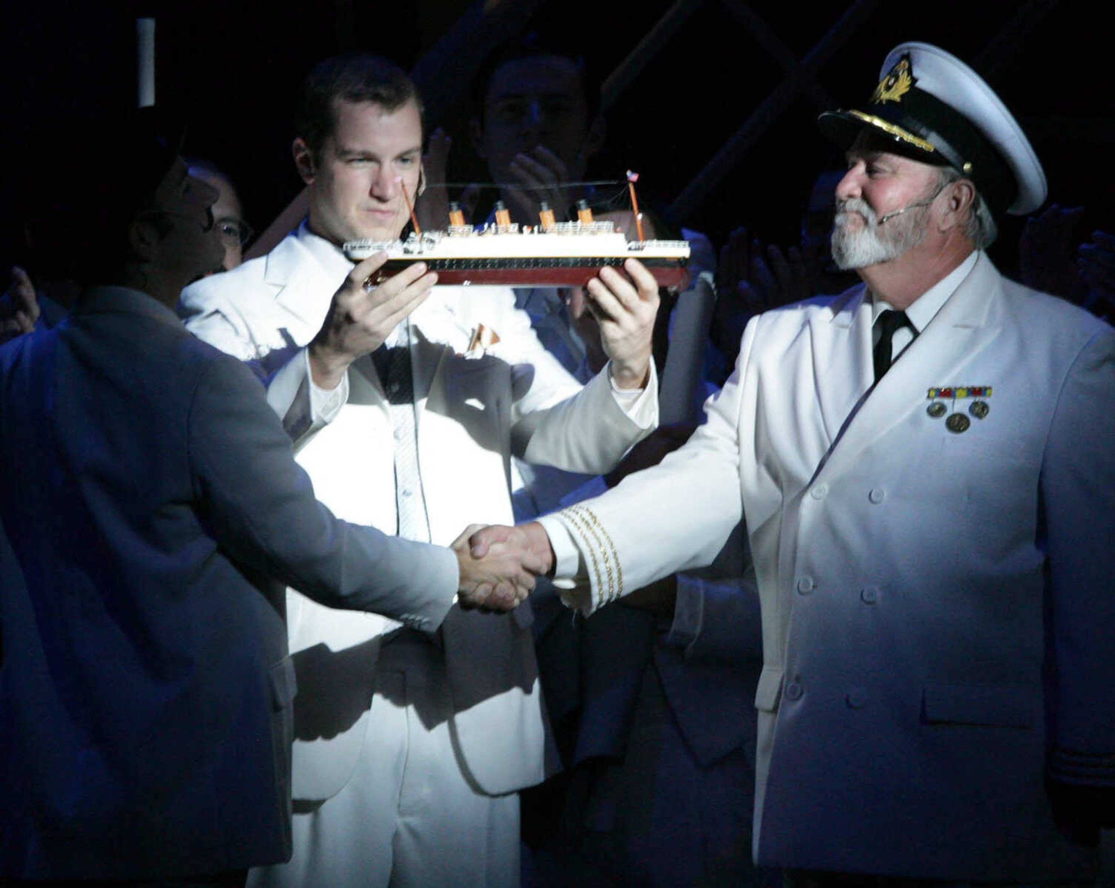 Titanic's architect amazes passengers with his story of "How Did They Build Titanic?" in Titanic: The Musical on Friday, Oct. 5, 2012 at Bedell Performance Hall. (Kenneth L. Stilson)