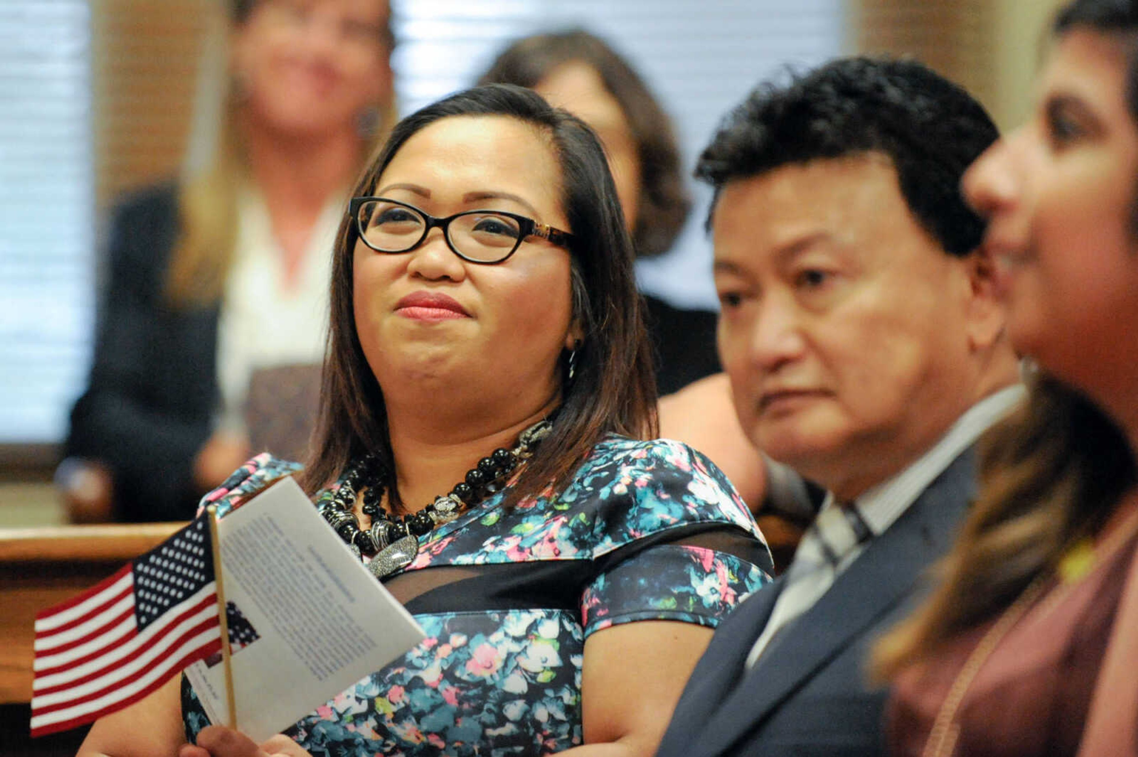 GLENN LANDBERG ~ glandberg@semissourian.com

Petitioners listen to remarks after being sworn in as a U.S. citizen during a naturalization ceremony Monday, July 4, 2016 at the Common Pleas Courthouse in Cape Girardeau.