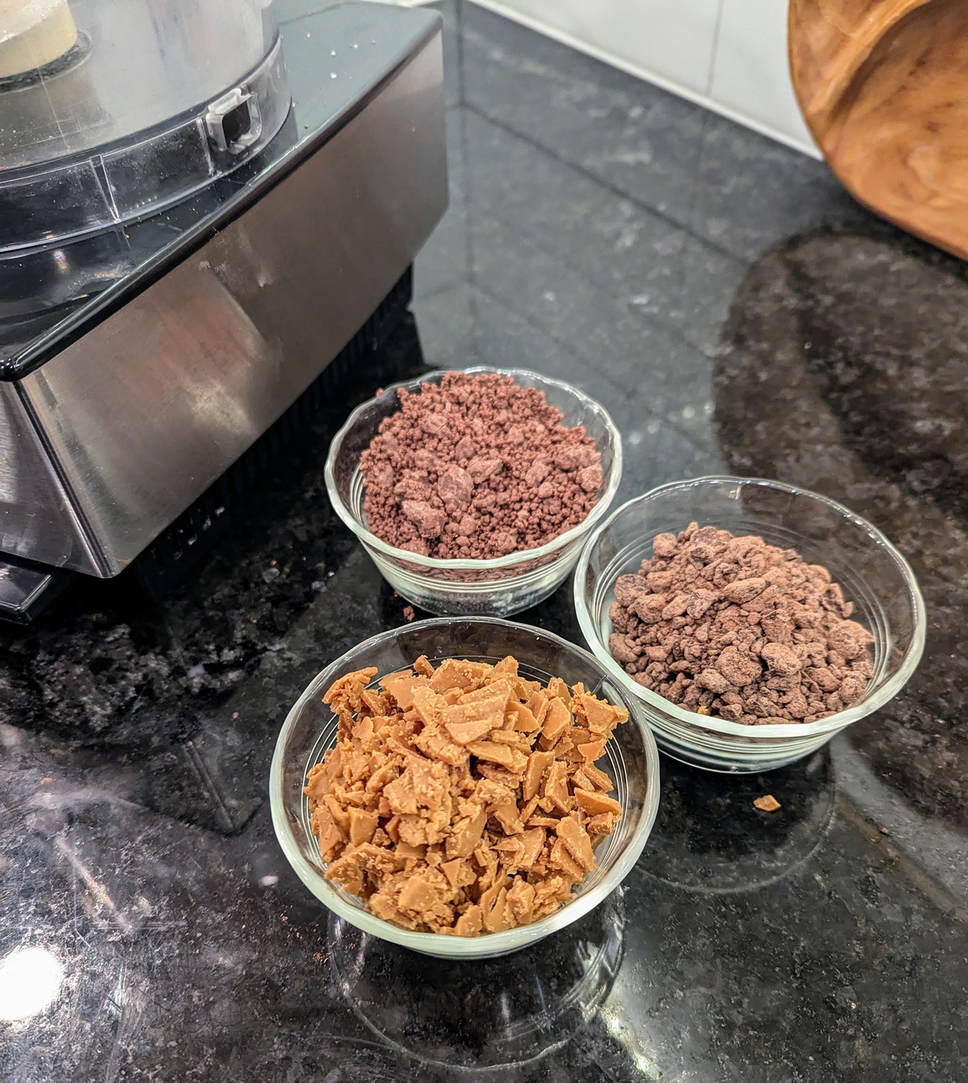 Those who scorn chocolate chip ice cream for being plain, a  version containing three kinds of chocolate chips, one caramelized, as pictured here, just might change their minds.
