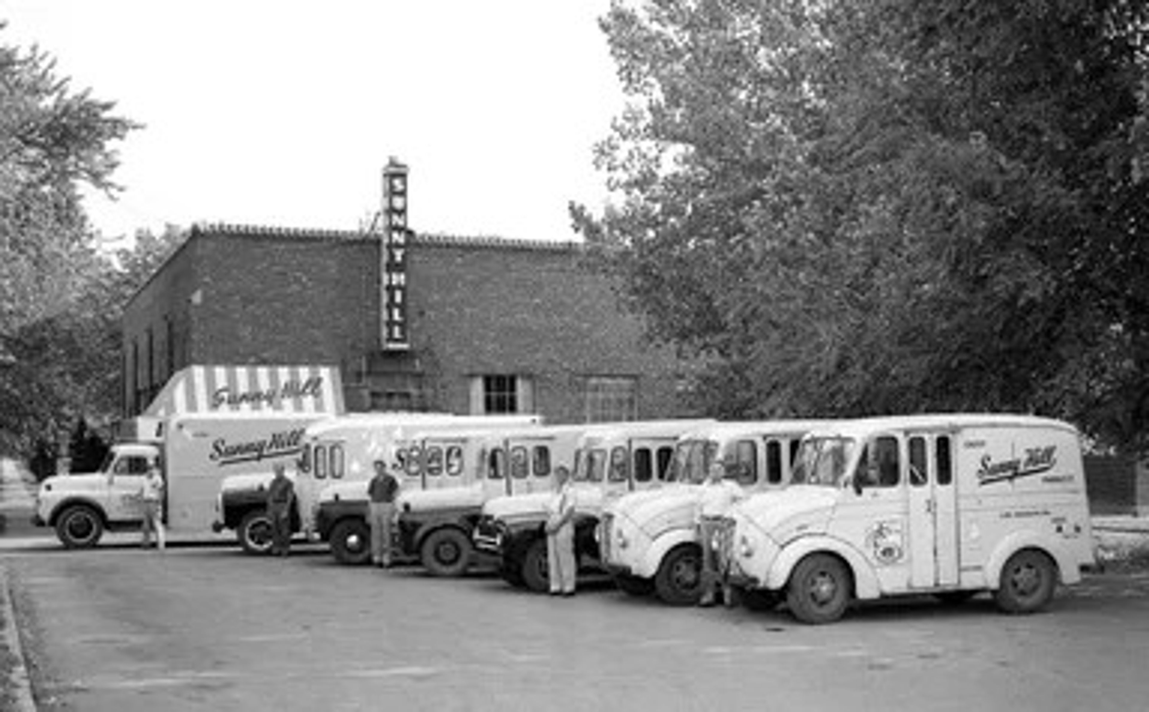 Sunny Hill Dairy Farms Co. at 45 S. West End Blvd. in Cape Girardeau shows off its fleet of trucks in January 1956.