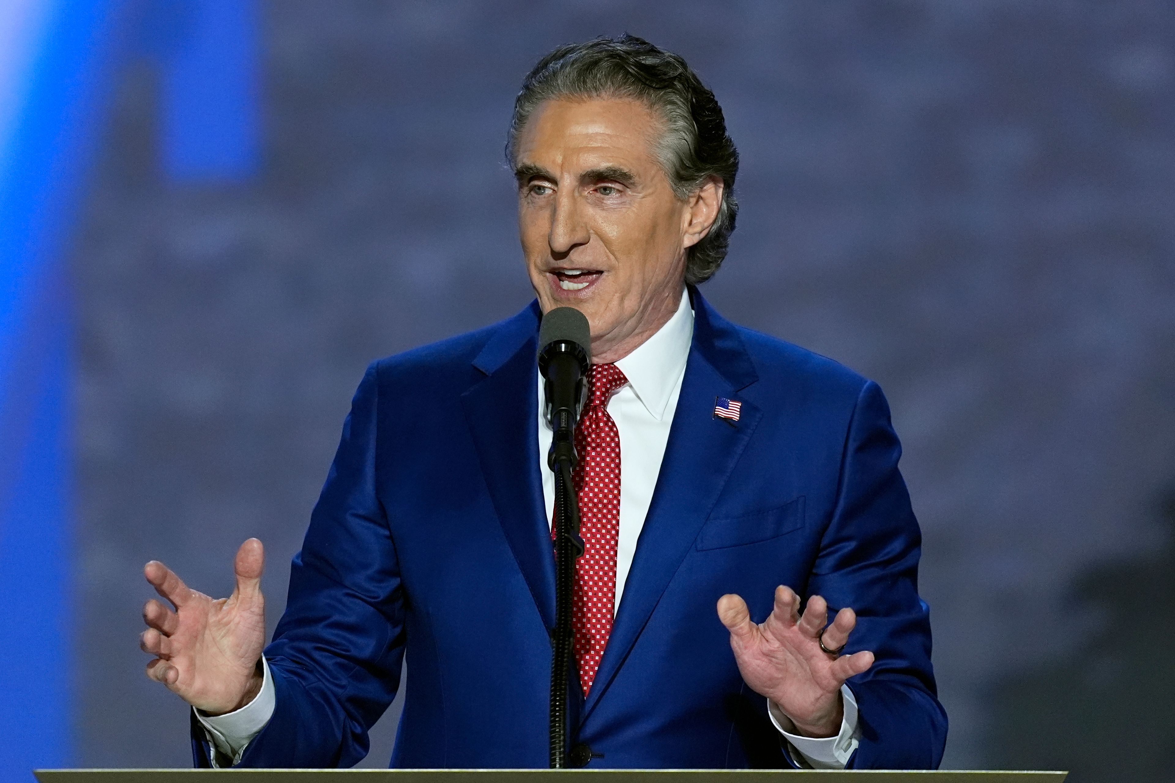 FILE - Gov. Doug Burgum, R-ND., speaks during the Republican National Convention on Wednesday, July 17, 2024, in Milwaukee. (AP Photo/J. Scott Applewhite, file)