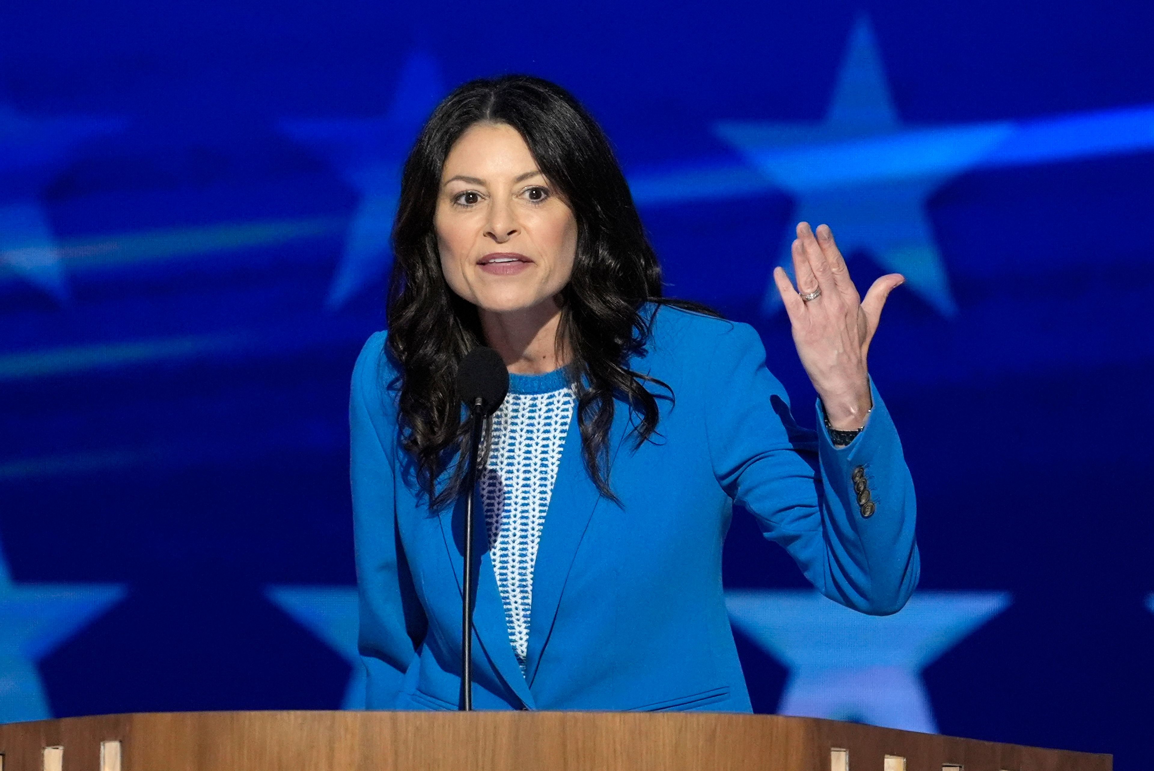 Michigan Attorney General Dana Nessel speaks during the Democratic National Convention Wednesday, Aug. 21, 2024, in Chicago. (AP Photo/J. Scott Applewhite)