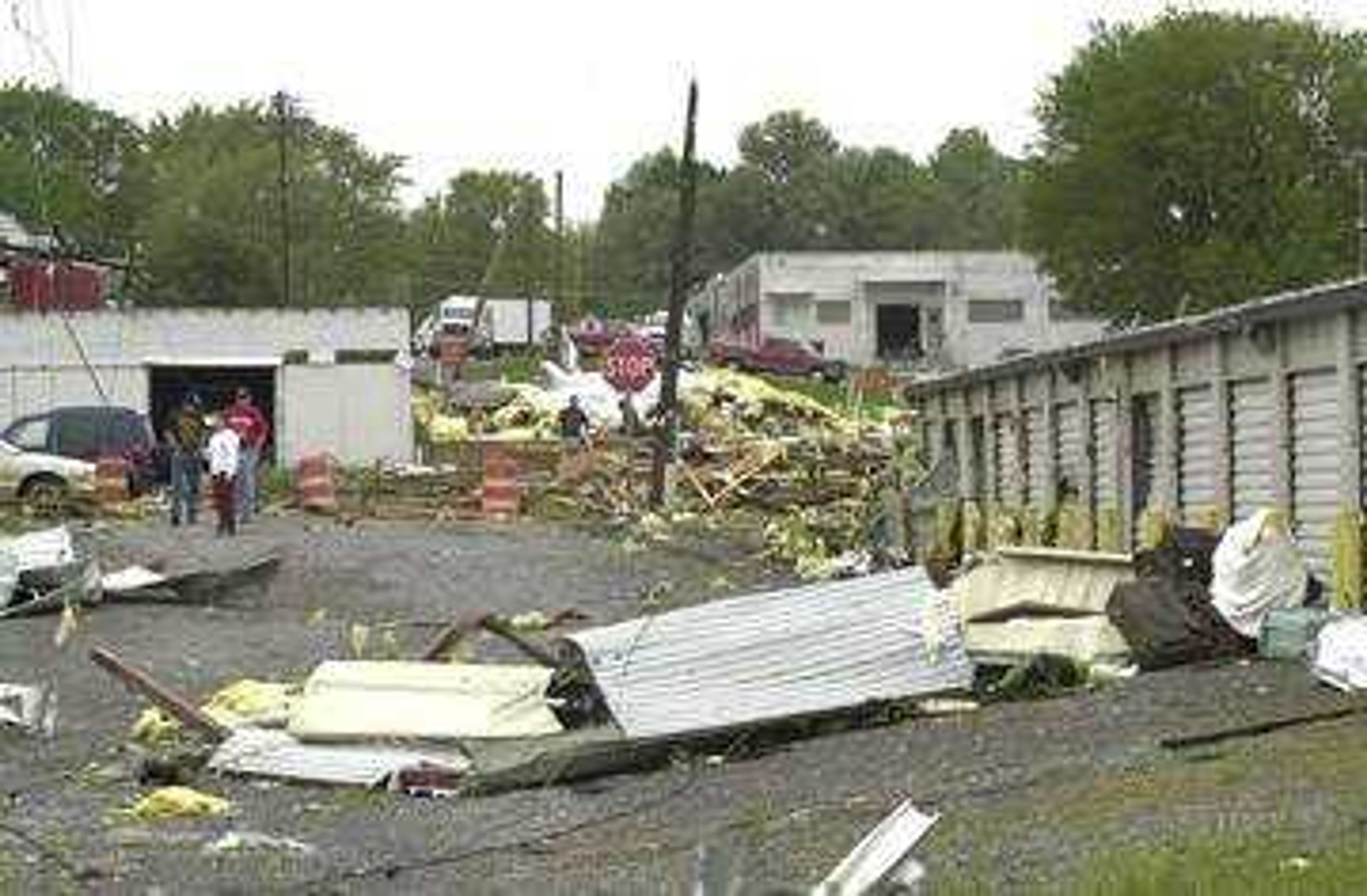 Much of the area between East Adams and Main Streets in Jackson was heavily destroyed by Tuesday night's tornado.