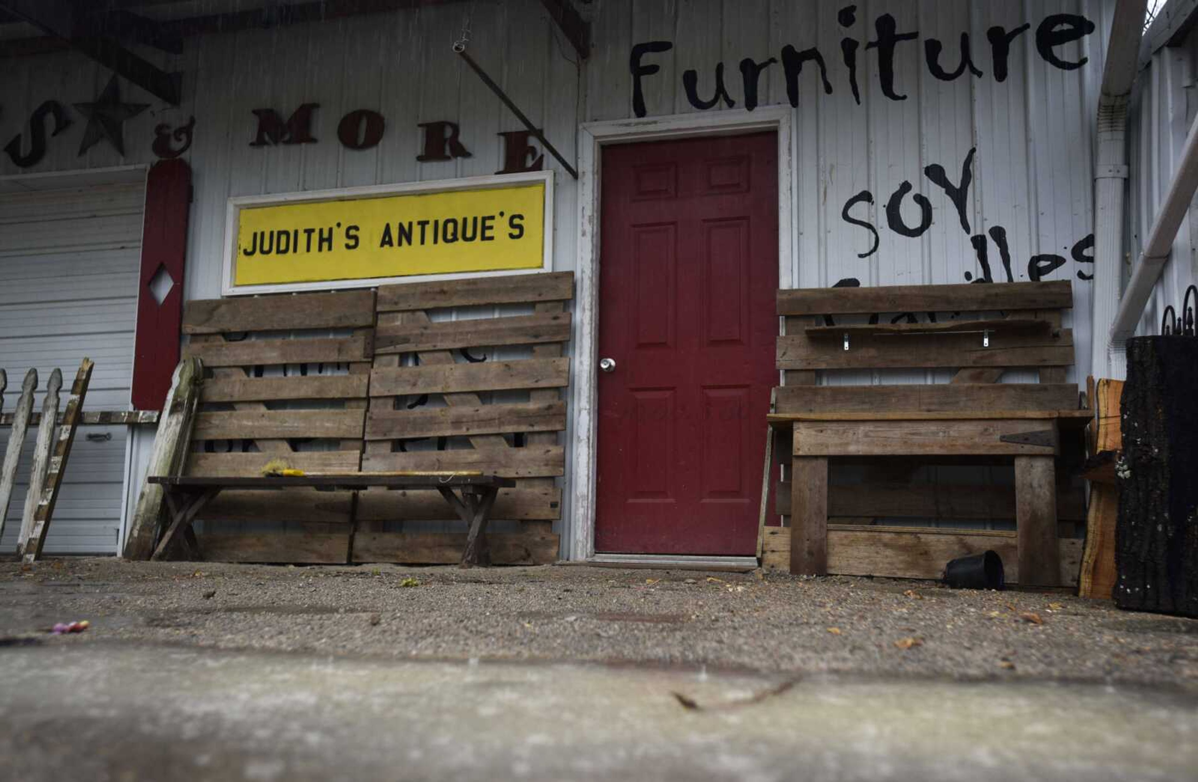 Judith's Antiques and Gung Ho Militaria sits at its new location Tuesday at Hubble Creek Antiques & Market in Jackson.