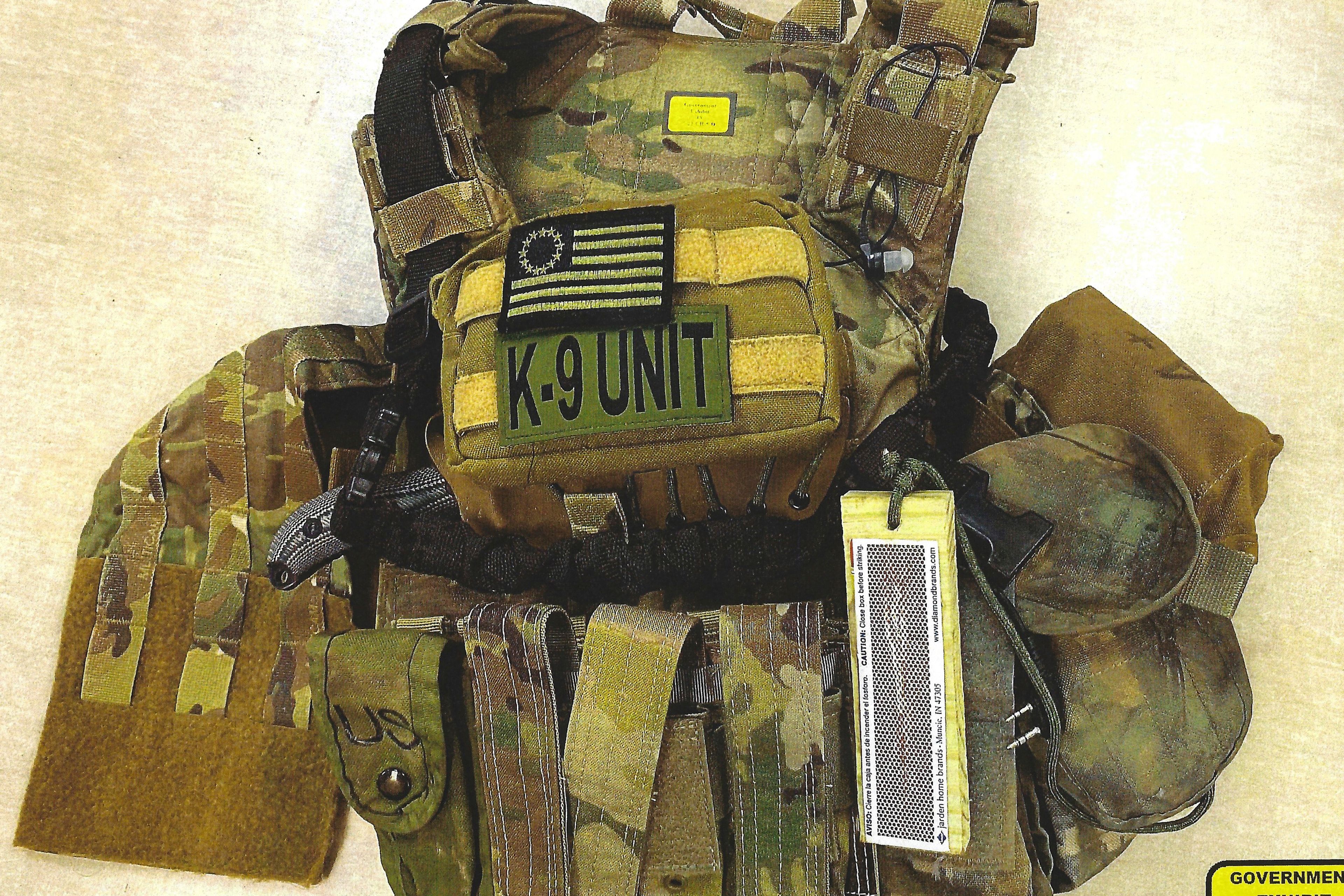 This image used as evidence by federal prosecutors shows a vest confiscated from the home of Chris Arthur in Mount Olive, N.C. (U.S. District Court for the Eastern District of North Carolina via AP)