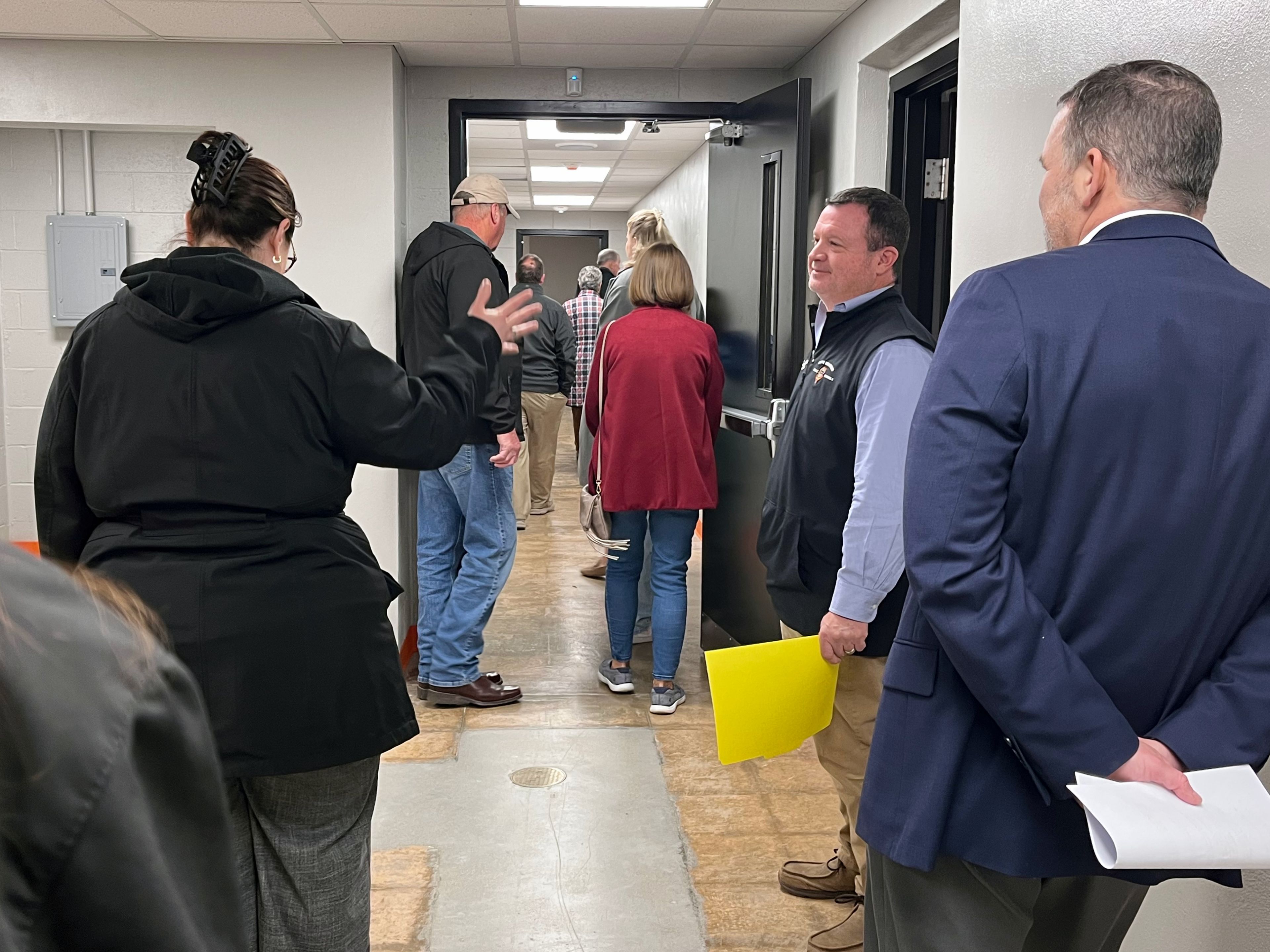 Cape Girardeau Public Schools assistant superintendent of support services Josh Crowell leads a tour Tuesday, Dec. 3, at Cape Central Academy. 