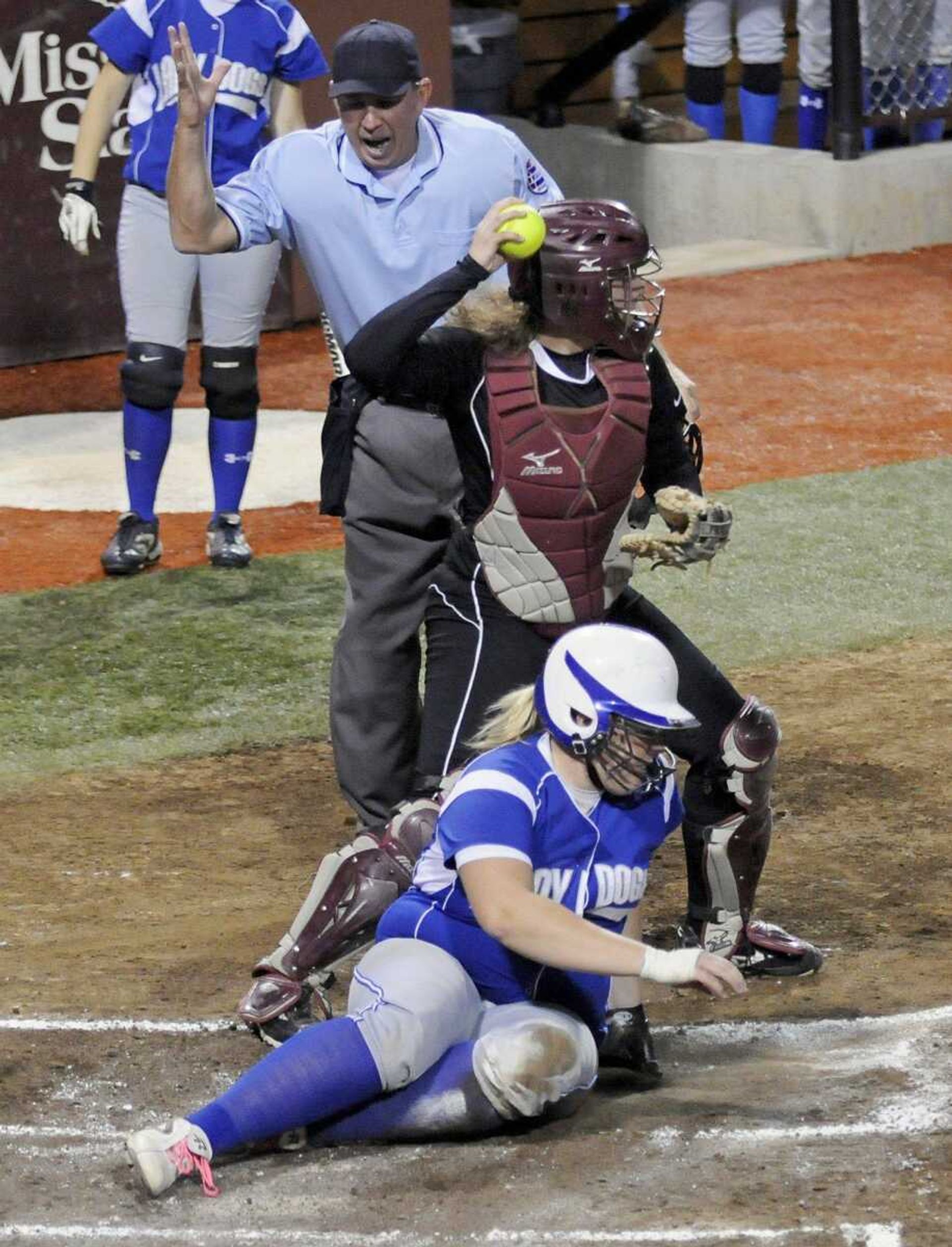 Kelly's Kristen Vetter retires Brookfield's Ashlyn Cupp at home plate during the first inning Friday. (Kristin Eberts)