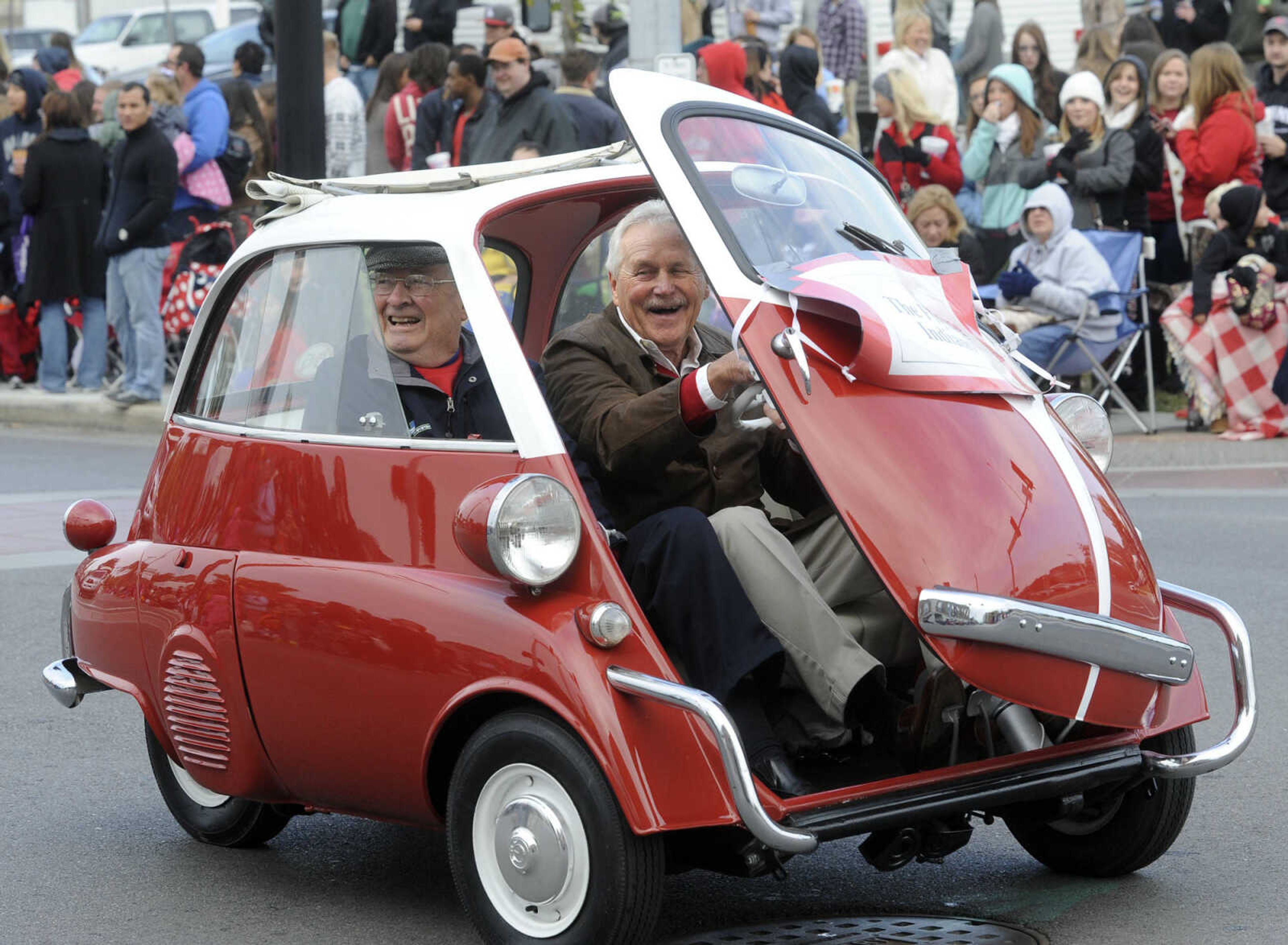 The Flying Indians ride in the SEMO Homecoming parade Saturday, Oct. 26, 2013 on Broadway in Cape Girardeau.