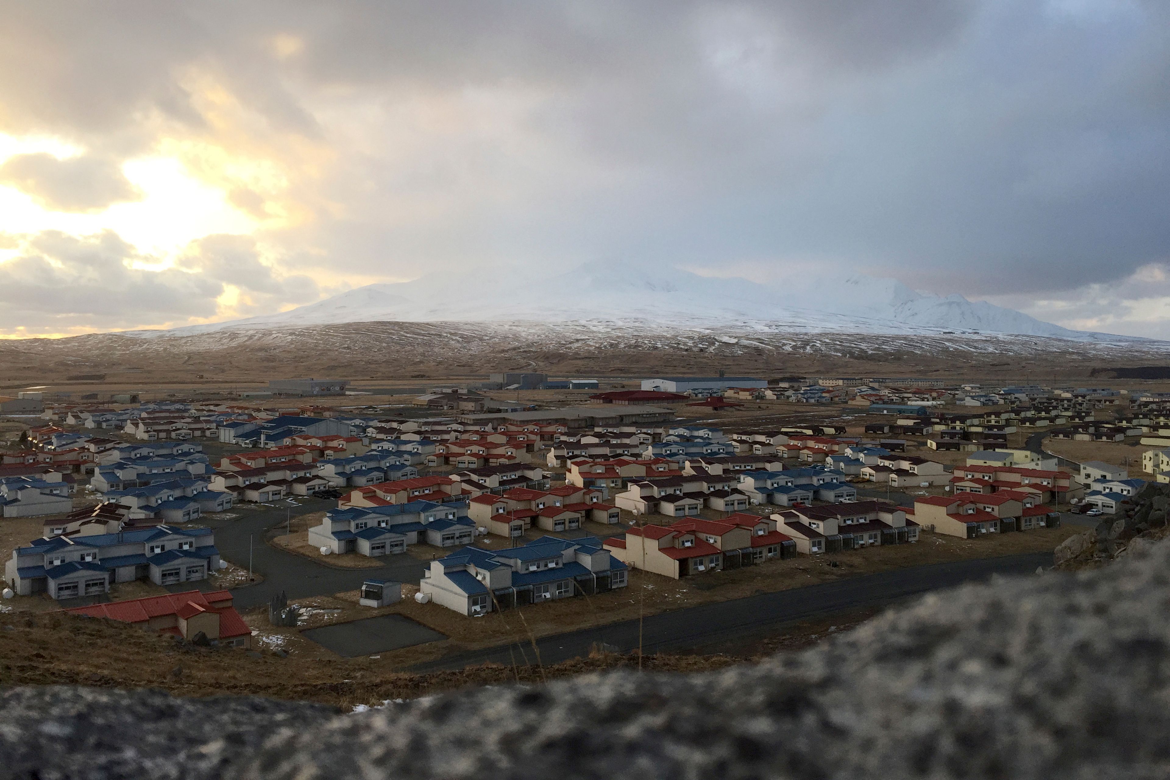 FILE - The buildings of the former Adak Naval Air Facility sit vacant in Alaska in April 2015. (Julia O'Malley/Anchorage Daily News via AP)