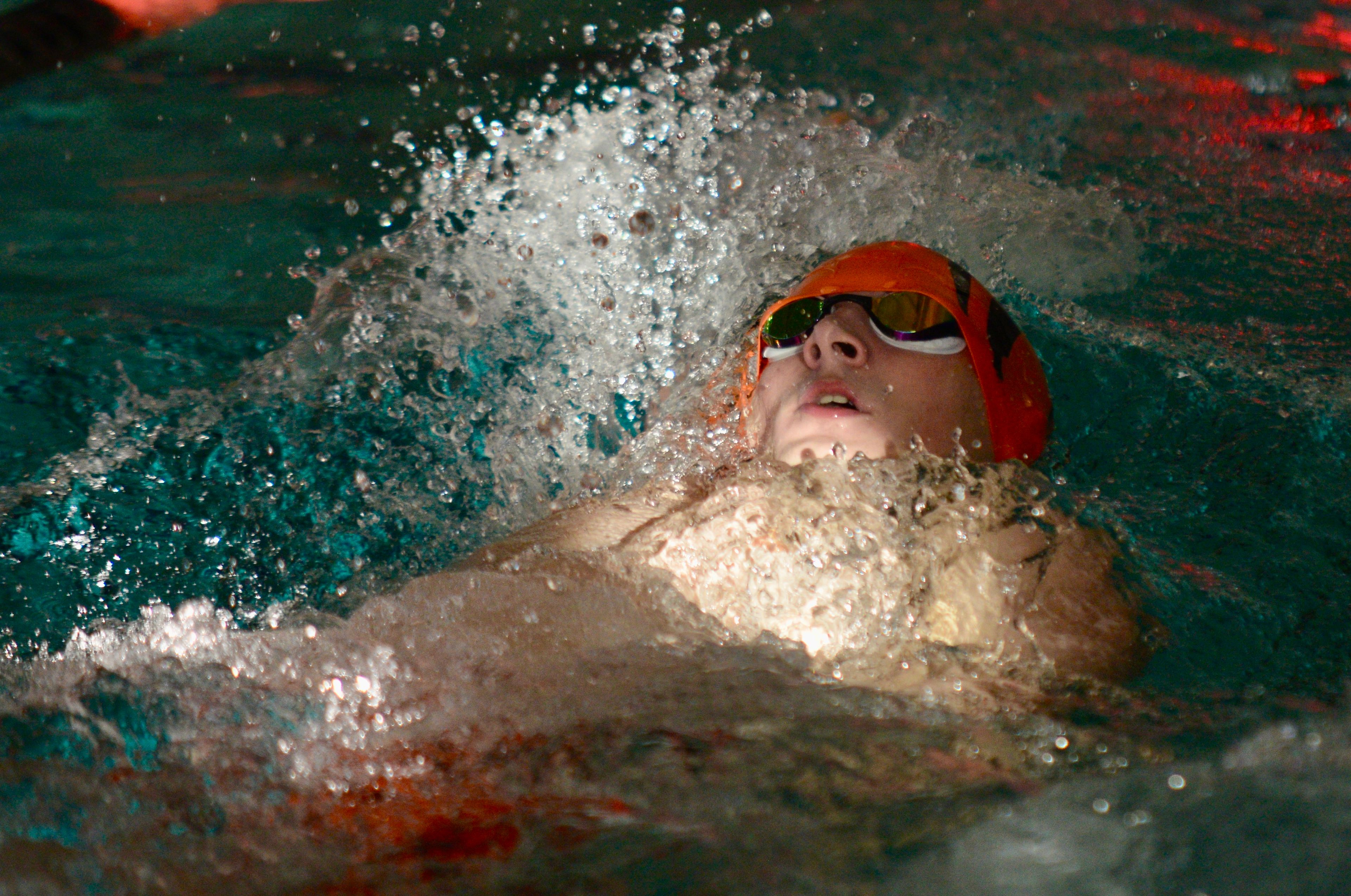 Cape Central’s Kent Sheridan swims in the Rec Relays on Monday, Oct. 21, at the SEMO Recreation Center. 