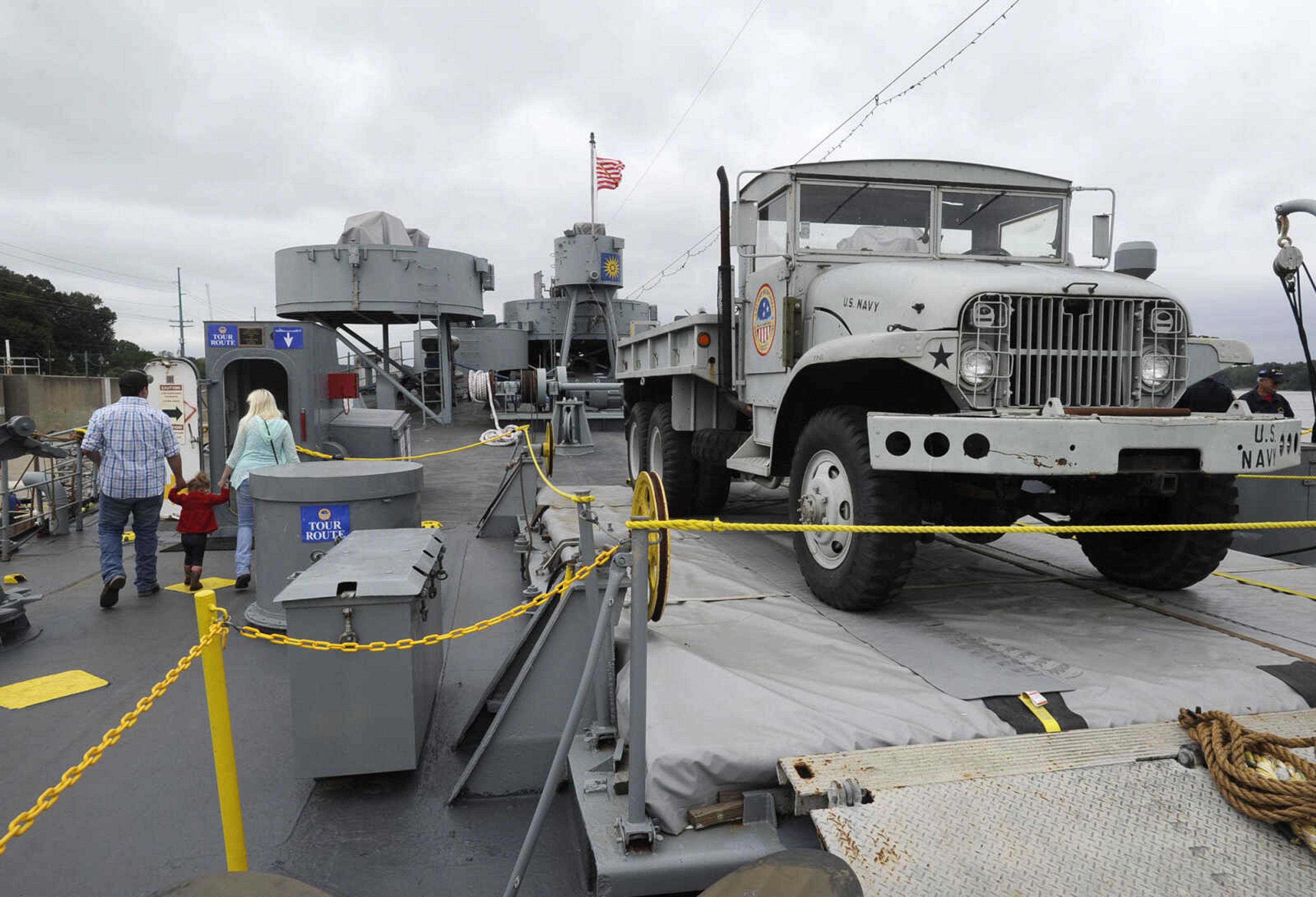 The USS LST 325 is docked Thursday, Sept. 29, 2016 at Riverfront Park in Cape Girardeau.