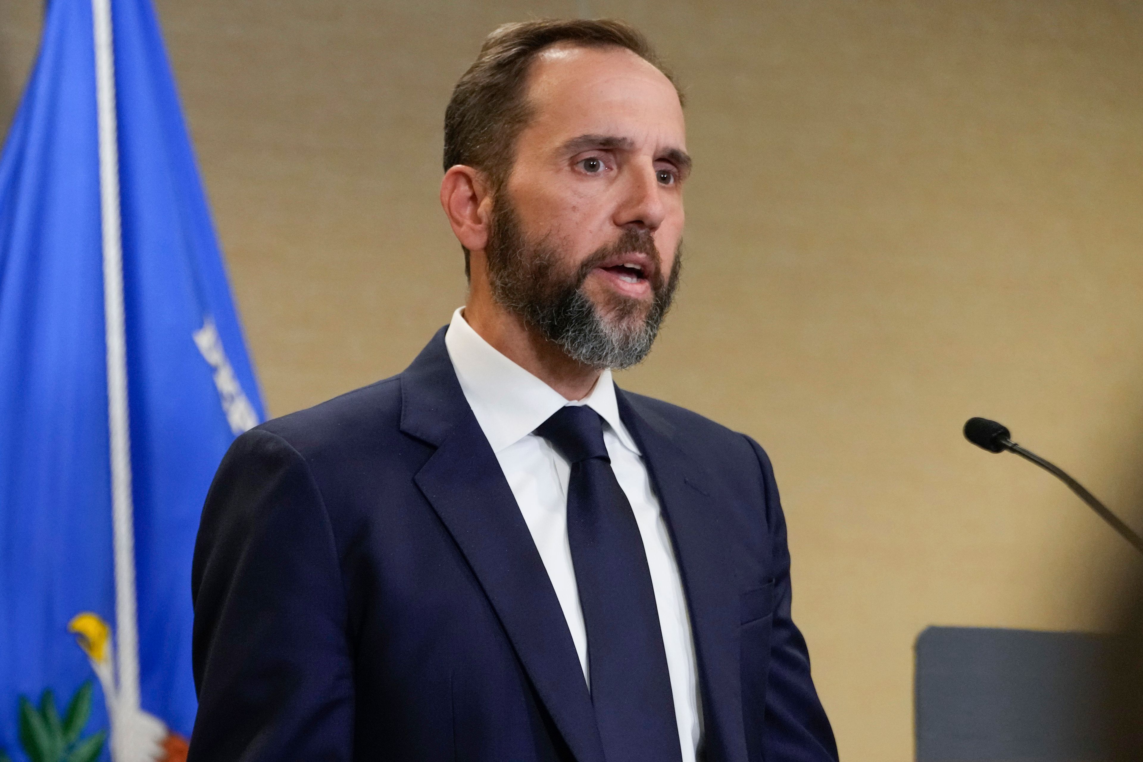 FILE - Special counsel Jack Smith speaks about an indictment of former President Donald Trump, Aug. 1, 2023, at a Department of Justice office in Washington. (AP Photo/Jacquelyn Martin, File)