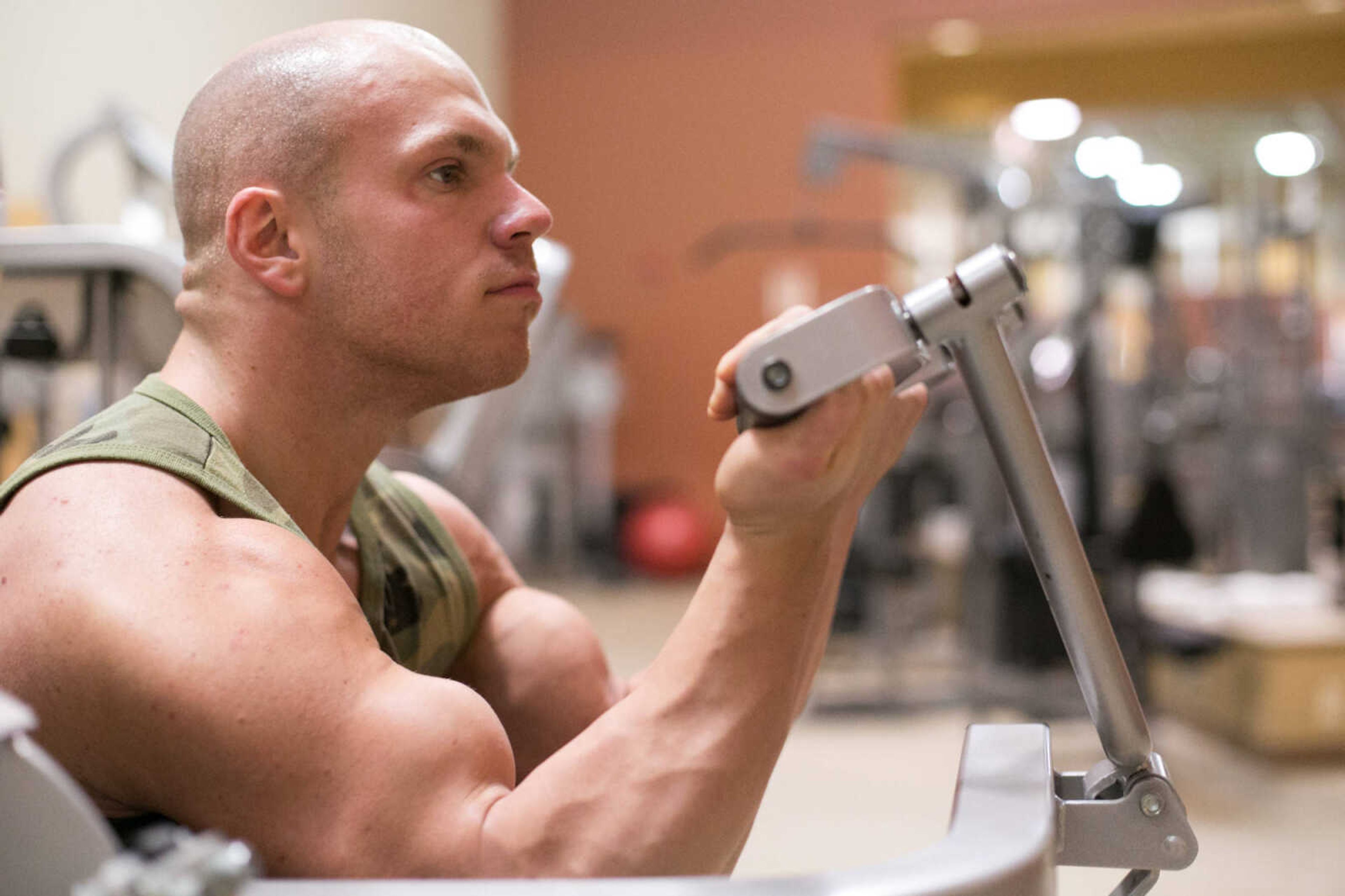 GLENN LANDBERG ~ glandberg@semissourian.com

Brandon Strop moves through his workout routine at HealthPoint Fitness Tuesday, Sept. 29, 2015 in Cape Girardeau.