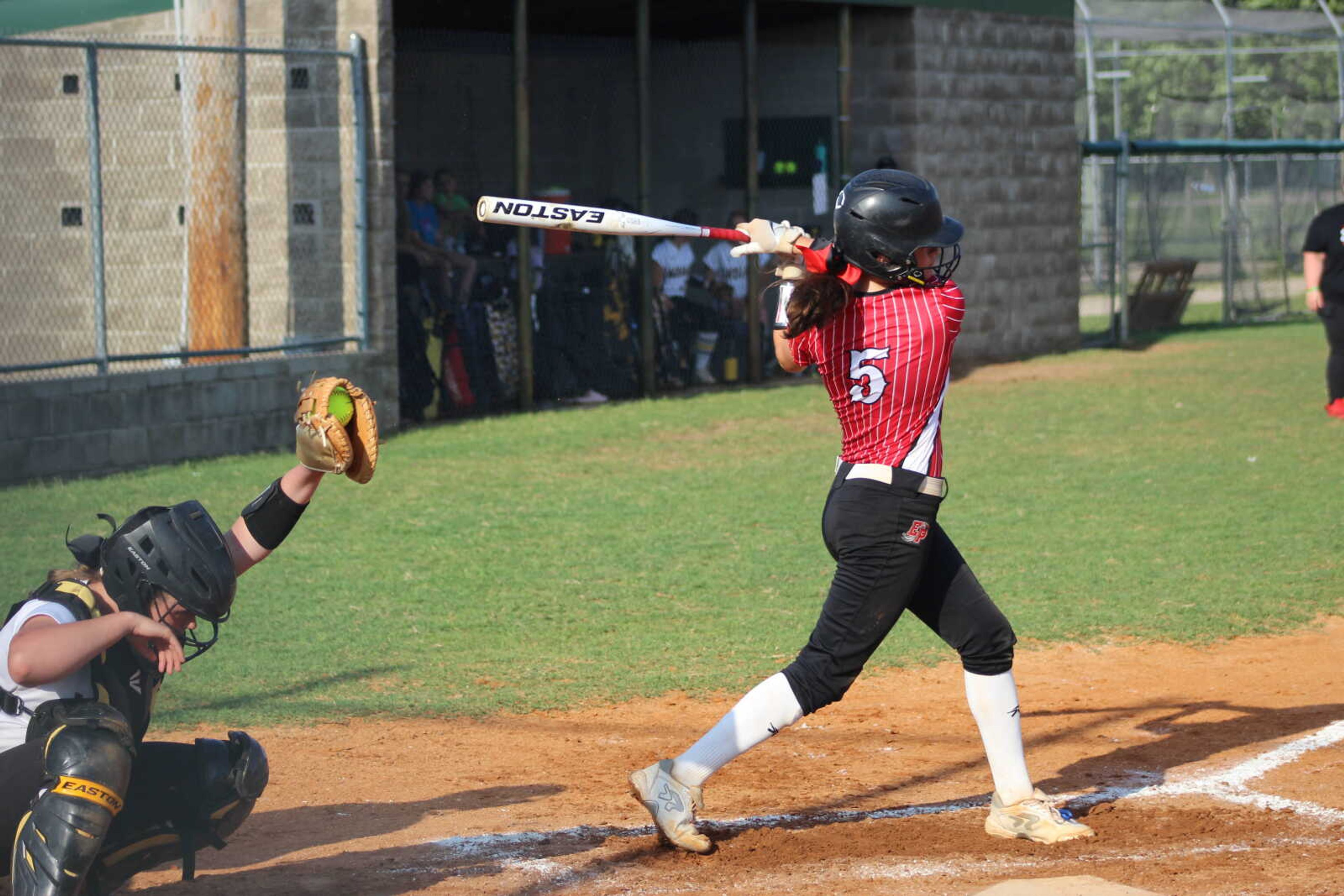 Handley McAtee put one by a hard-swinging Harper Marshall Tuesday at Malden.