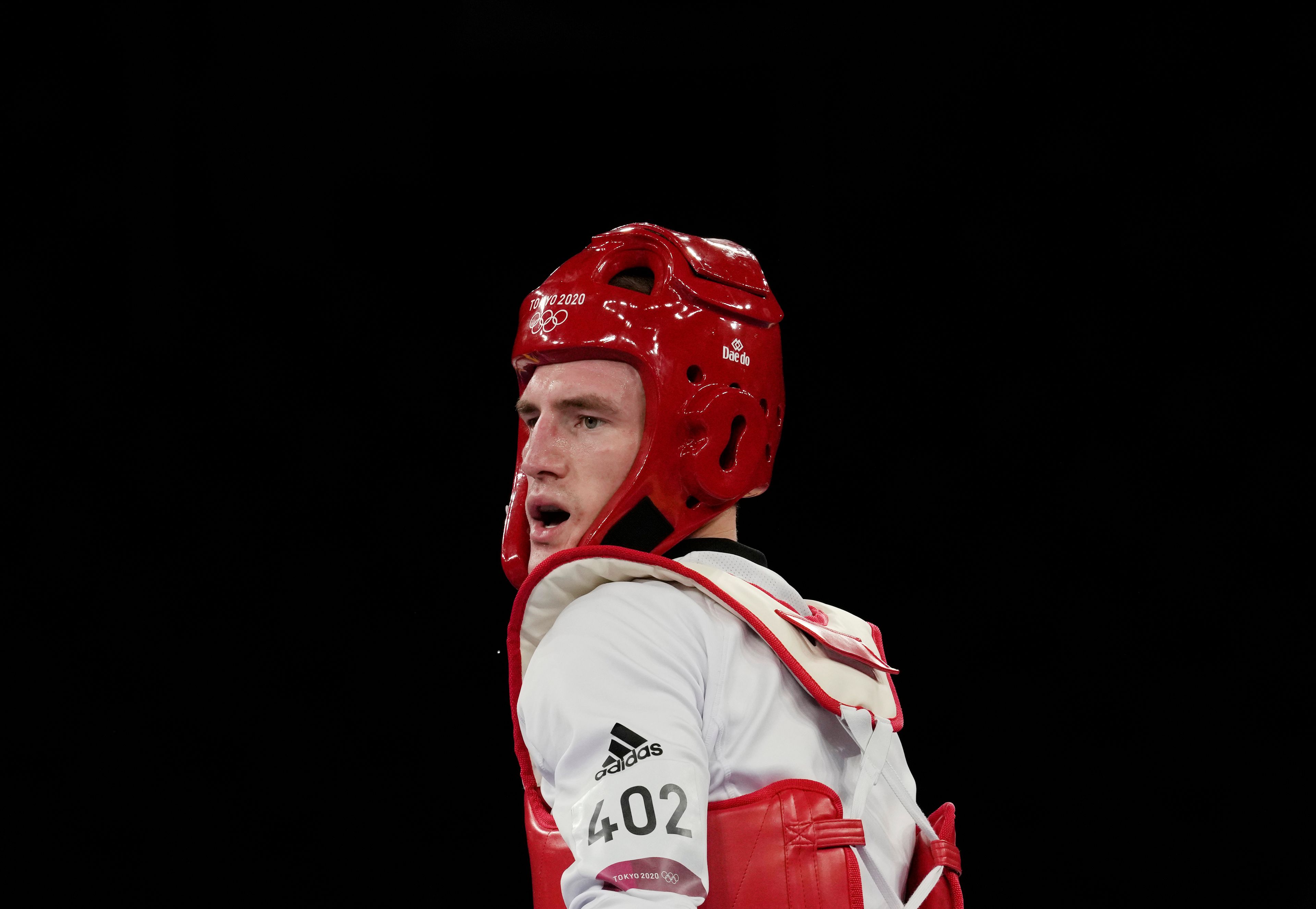 FILE - Britain's Bradly Sinden competes for a gold medal for the taekwondo men's 68kg match at the 2020 Summer Olympics on July 25, 2021, in Tokyo, Japan. (AP Photo/Themba Hadebe, File)