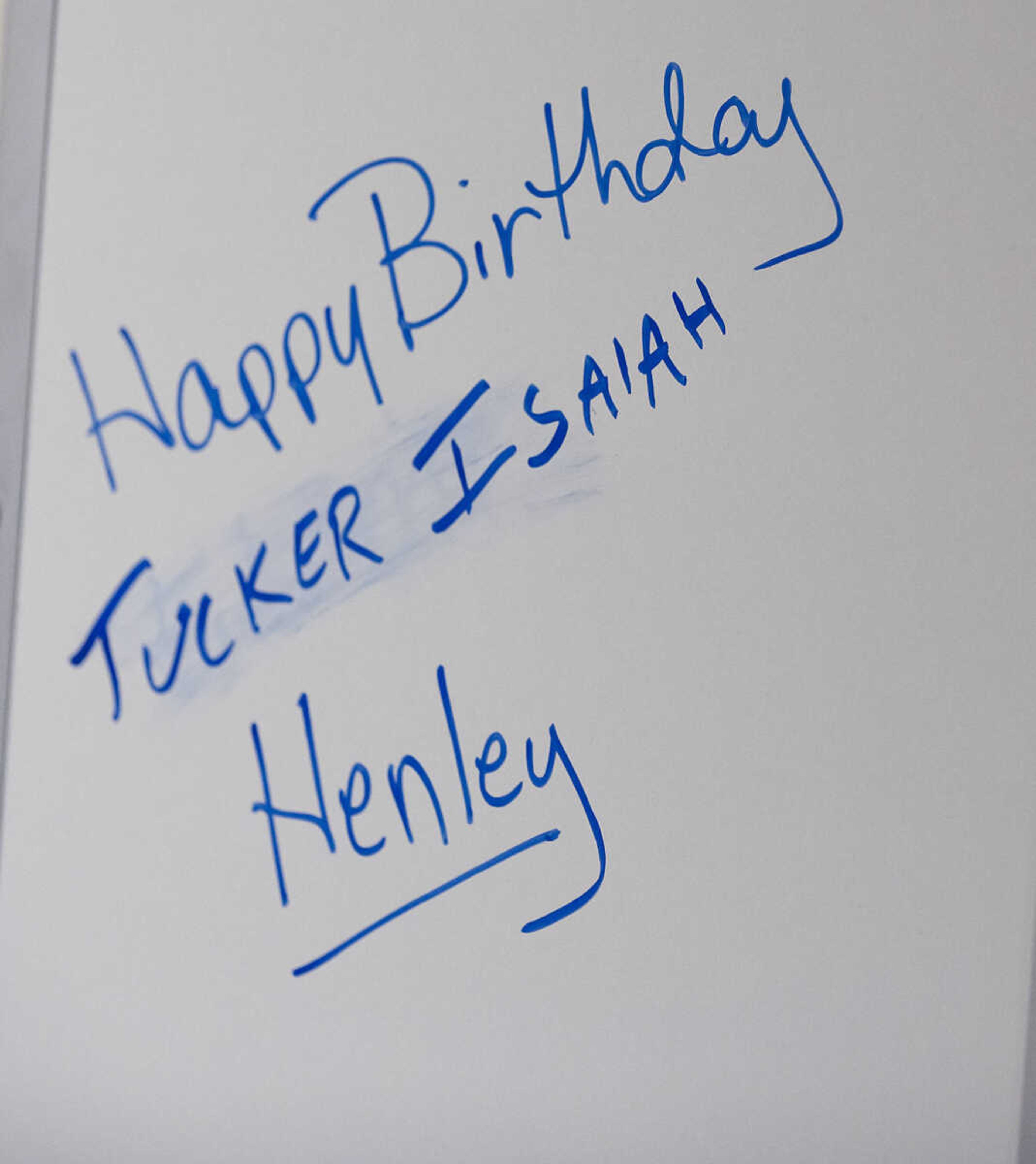 A white board reads Happy Birthday Tucker Isaiah Henley, in Leah Henley's room at Southeast Hospital. Tucker was born at 12:59 a.m. Wednesday, Jan. 1.