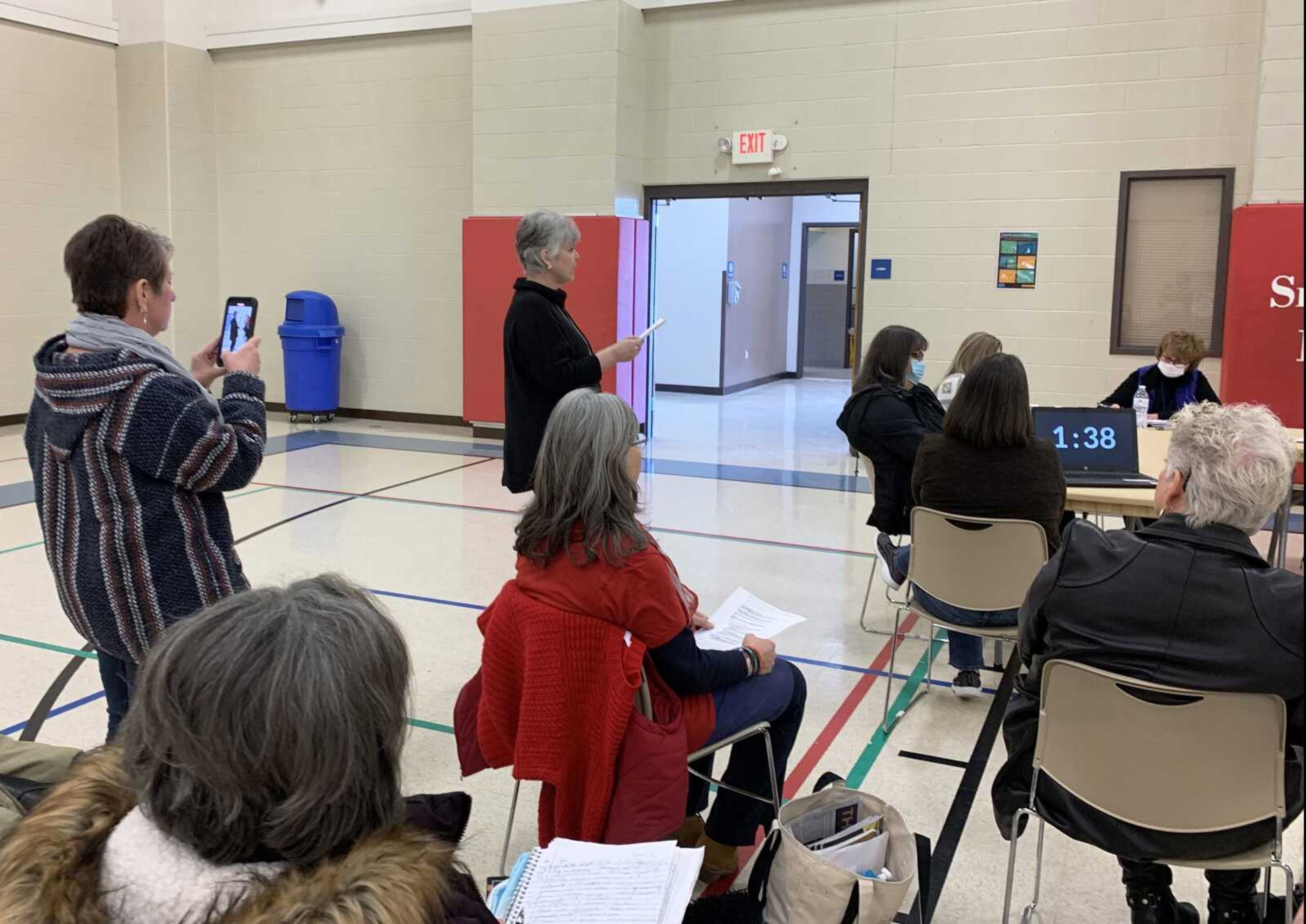 Rita LaVanchy speaks at Tuesday's Cape Girardeau County Public Health Center Board of Trustees meeting at Shawnee Park Center in Cape Girardeau.