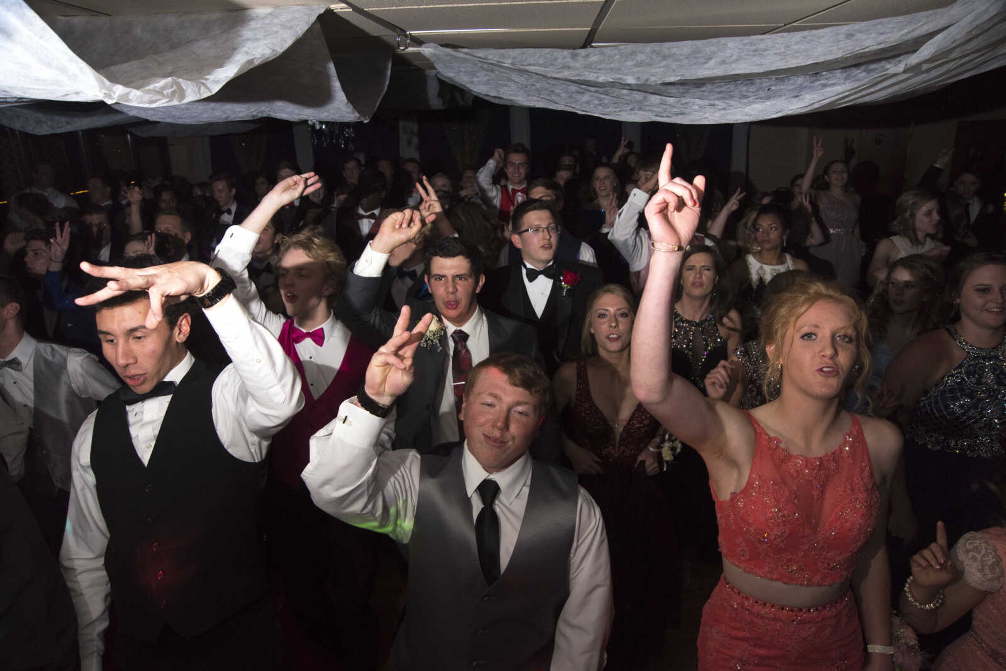 Students dance during the Saxony Lutheran prom Saturday, April 22, 2017 at the Elk's Lodge in Cape Girardeau.