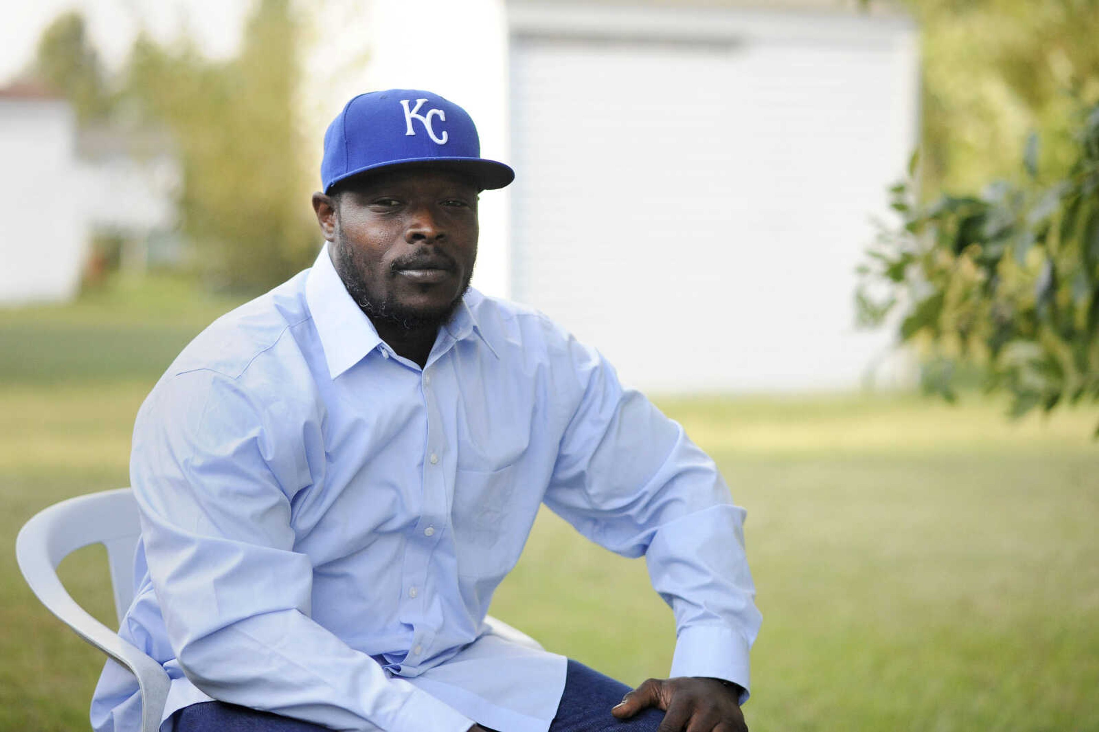 LAURA SIMON ~ lsimon@semissourian.com

Justin Robinson, David Robinson's brother, poses for a portrait outside their mother's Sikeston, Missouri home in September.