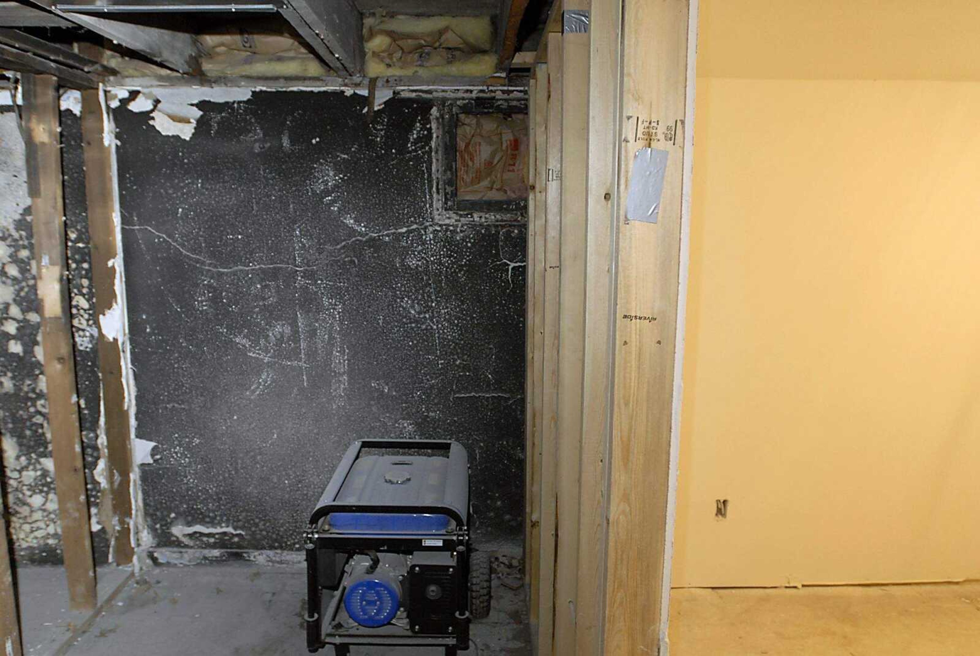 KIT DOYLE ~ kdoyle@semissourian.com
The remains of a fire are evident in the unfinished section of the basement at 839 Morgan Oak in Cape Girardeau. The rest of the house is nearly completed.