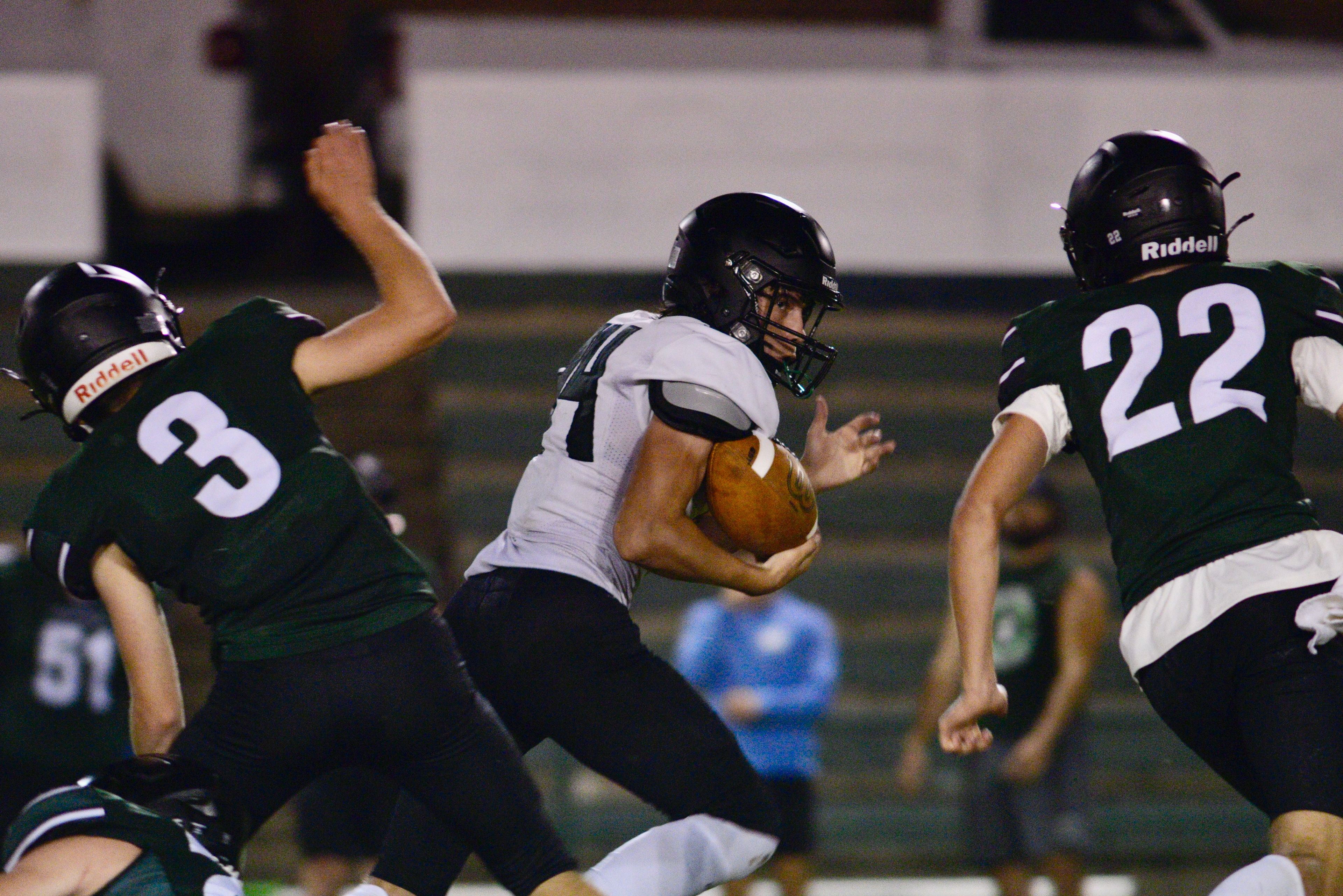 Perryville’s Brayden Klassen carries the ball during the Midnight Game on Saturday, Aug. 17, at Perryville High School.