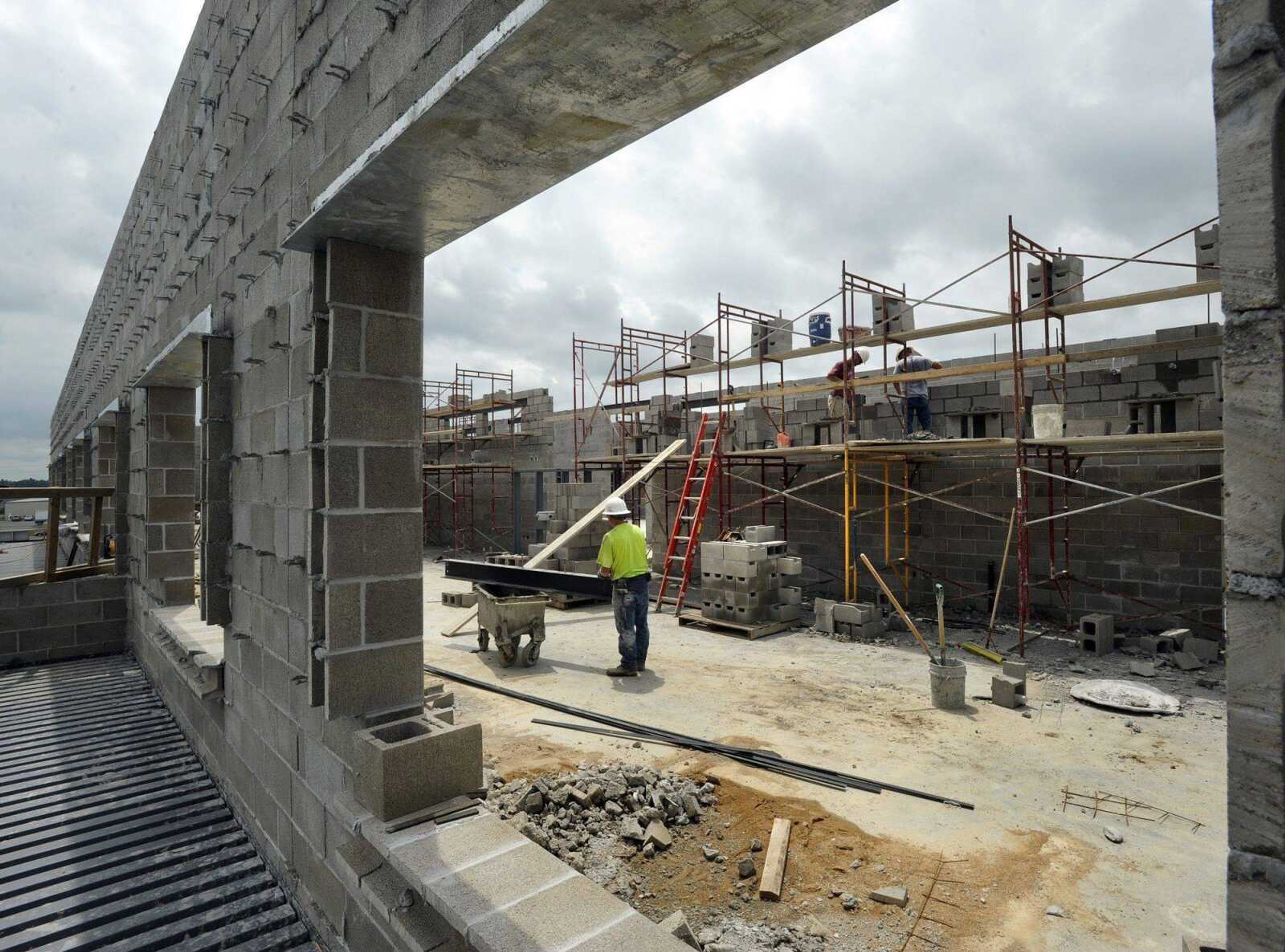 Construction of foreign language classrooms is underway on the top level of the last phase at Jackson High School. (Fred Lynch)