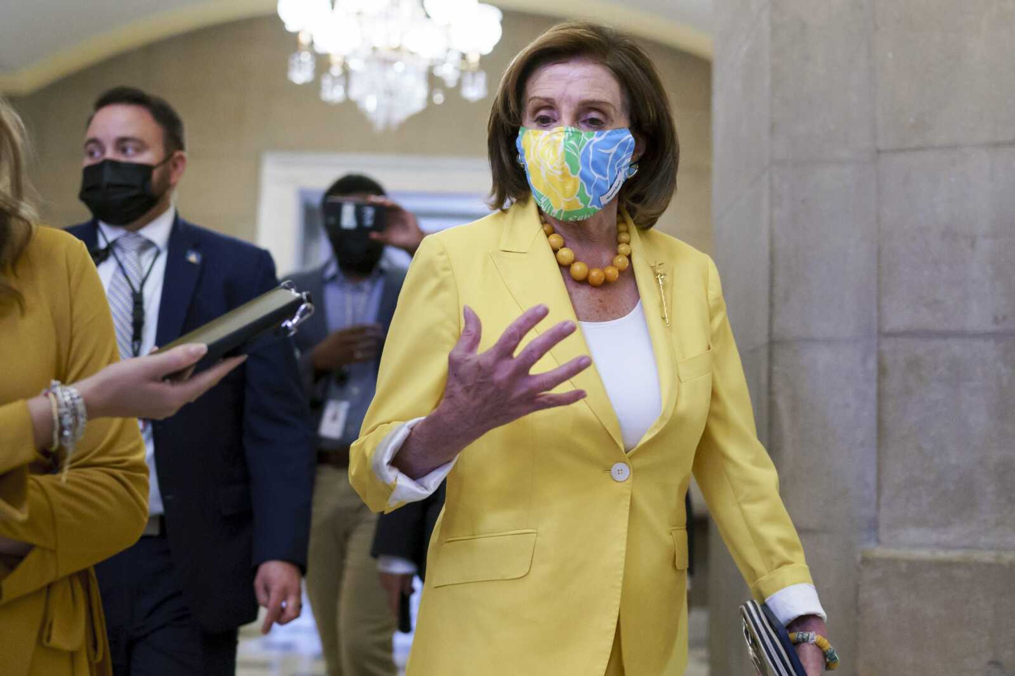 Speaker of the House Nancy Pelosi, D-Calif., leaves the chamber at the Capitol on Tuesday in Washington.