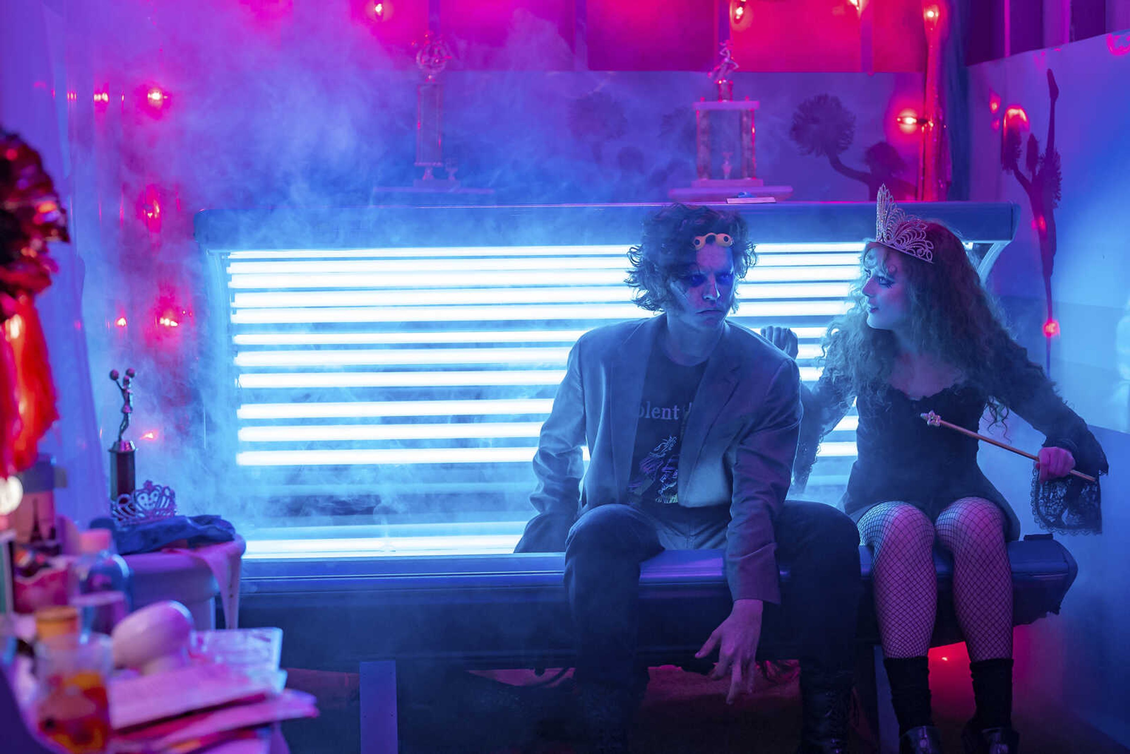 Kathryn Newton, right, and Cole Sprouse in a scene from "Lisa Frankenstein".