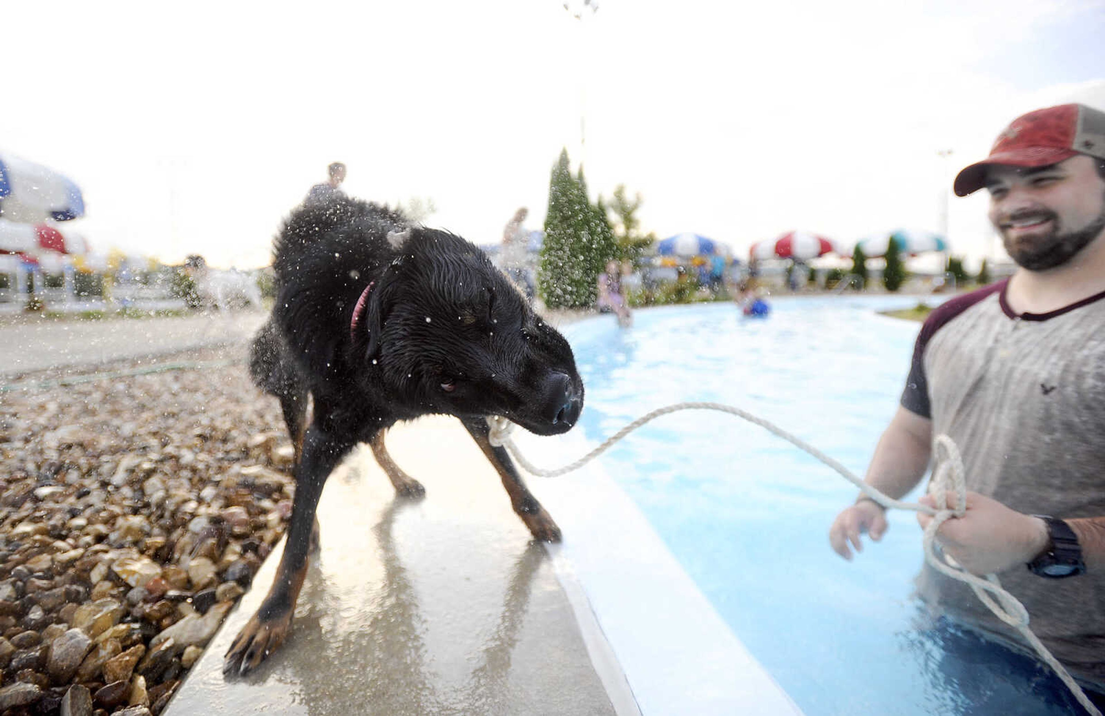 LAURA SIMON ~ lsimon@semissourian.com

Doggy Swim Day at Cape Splash, Sunday, Sept. 27, 2015, in Cape Girardeau. Leashed dogs got to swim and play in the lazy river and swimming pools with their owners. Proceeds from event benefit the Cape Girardeau Parks and Recreation Foundation.