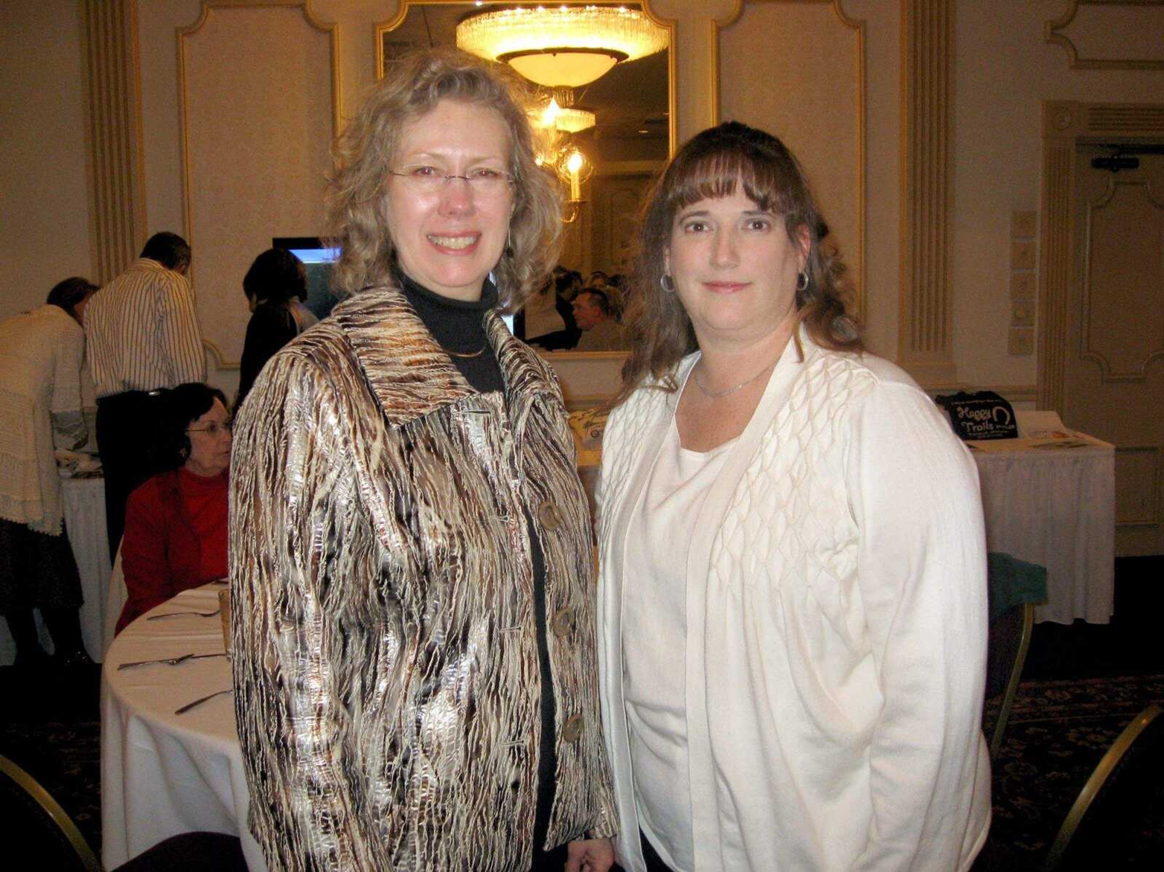 Judy Wiles, SEMO University, left, and Marilyn Kneir, Horizon Screen Printing