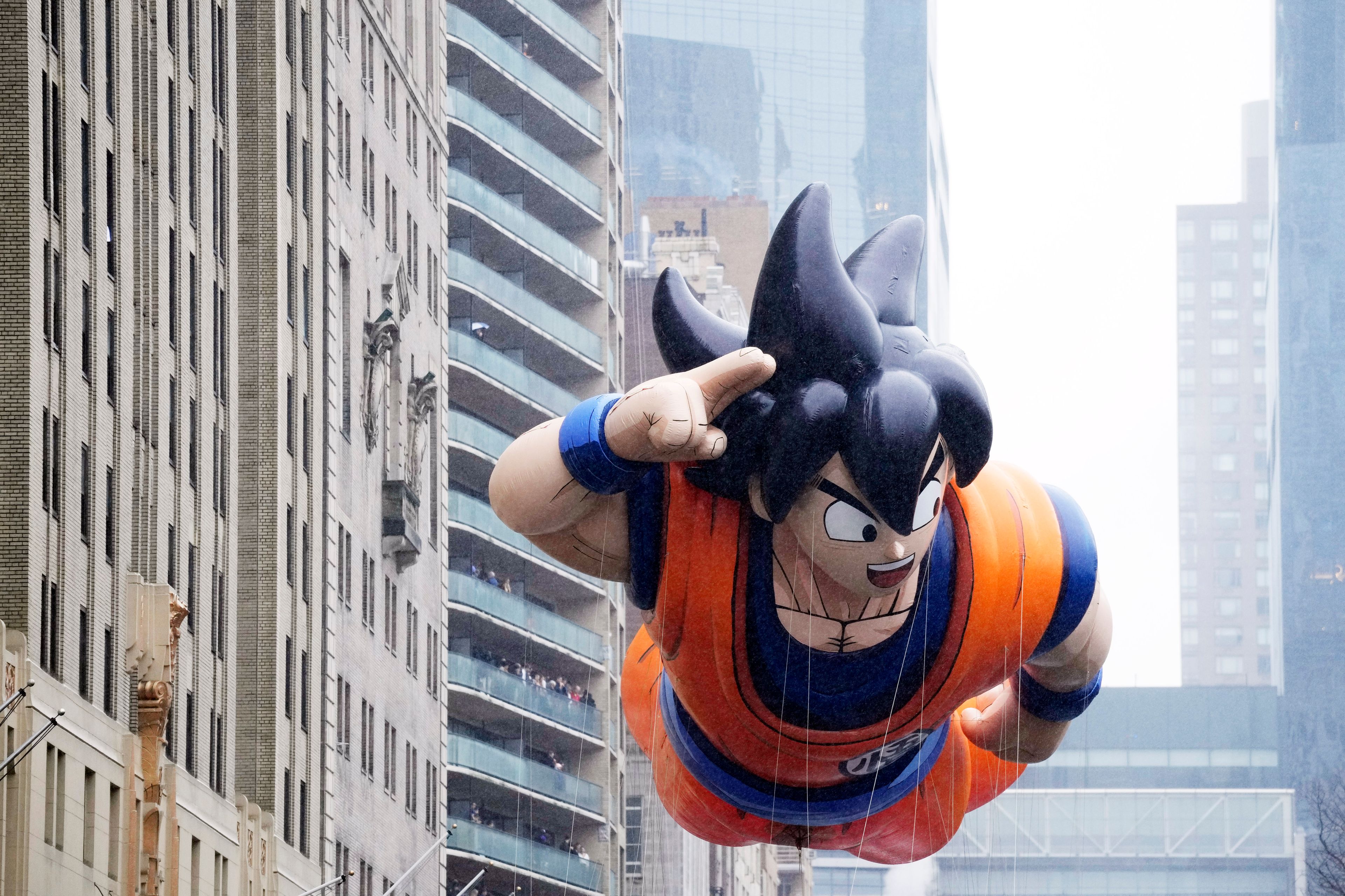 The Goku balloon floats in the Macy's Thanksgiving Day Parade on Thursday, Nov. 28, 2024, in New York. (Photo by Charles Sykes/Invision/AP)