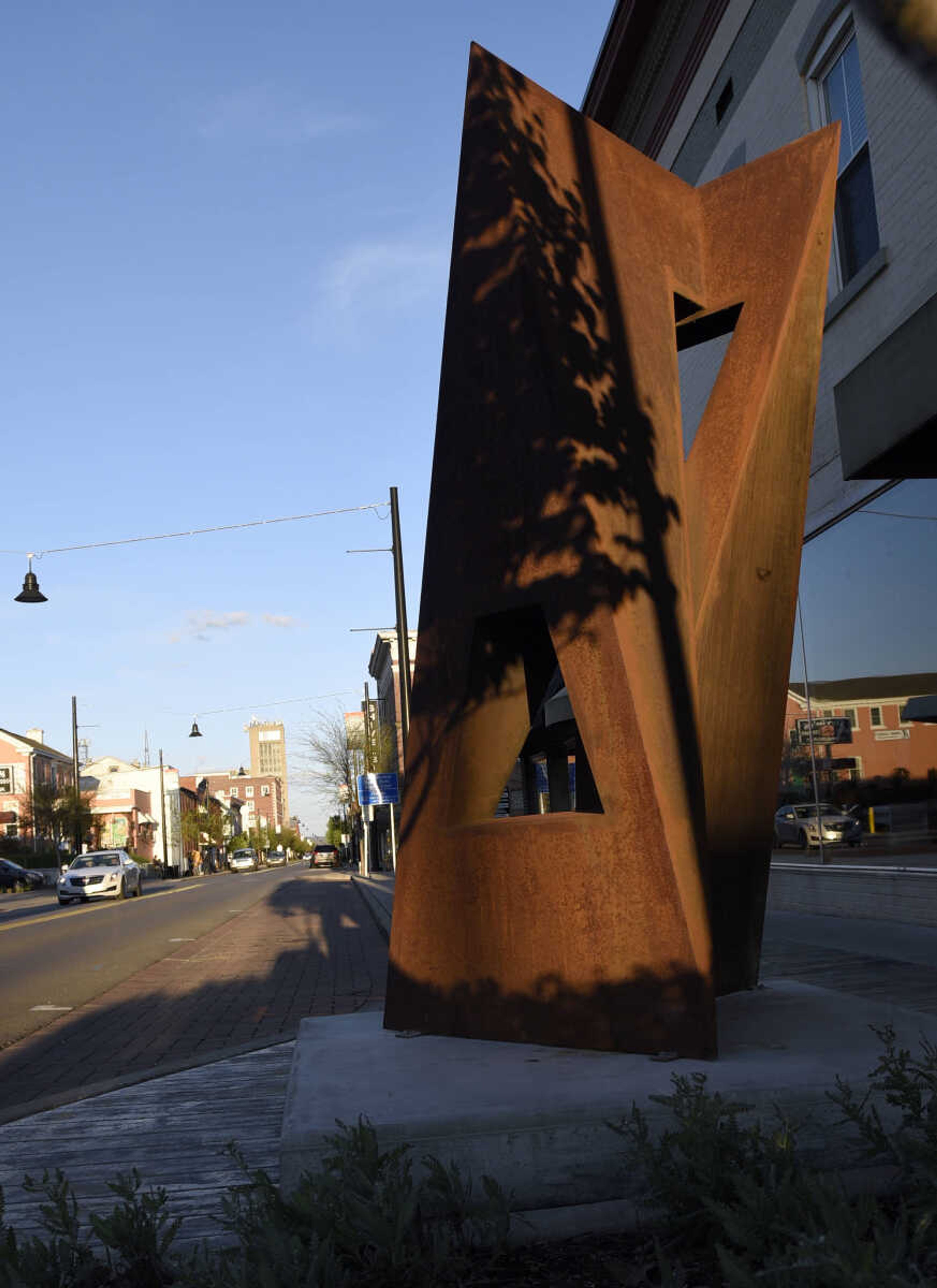 Carl Billingsley's sculpture, "Eyes of Dawn" is seen on Thursday evening, April 6, 2017, in Cape Girardeau.