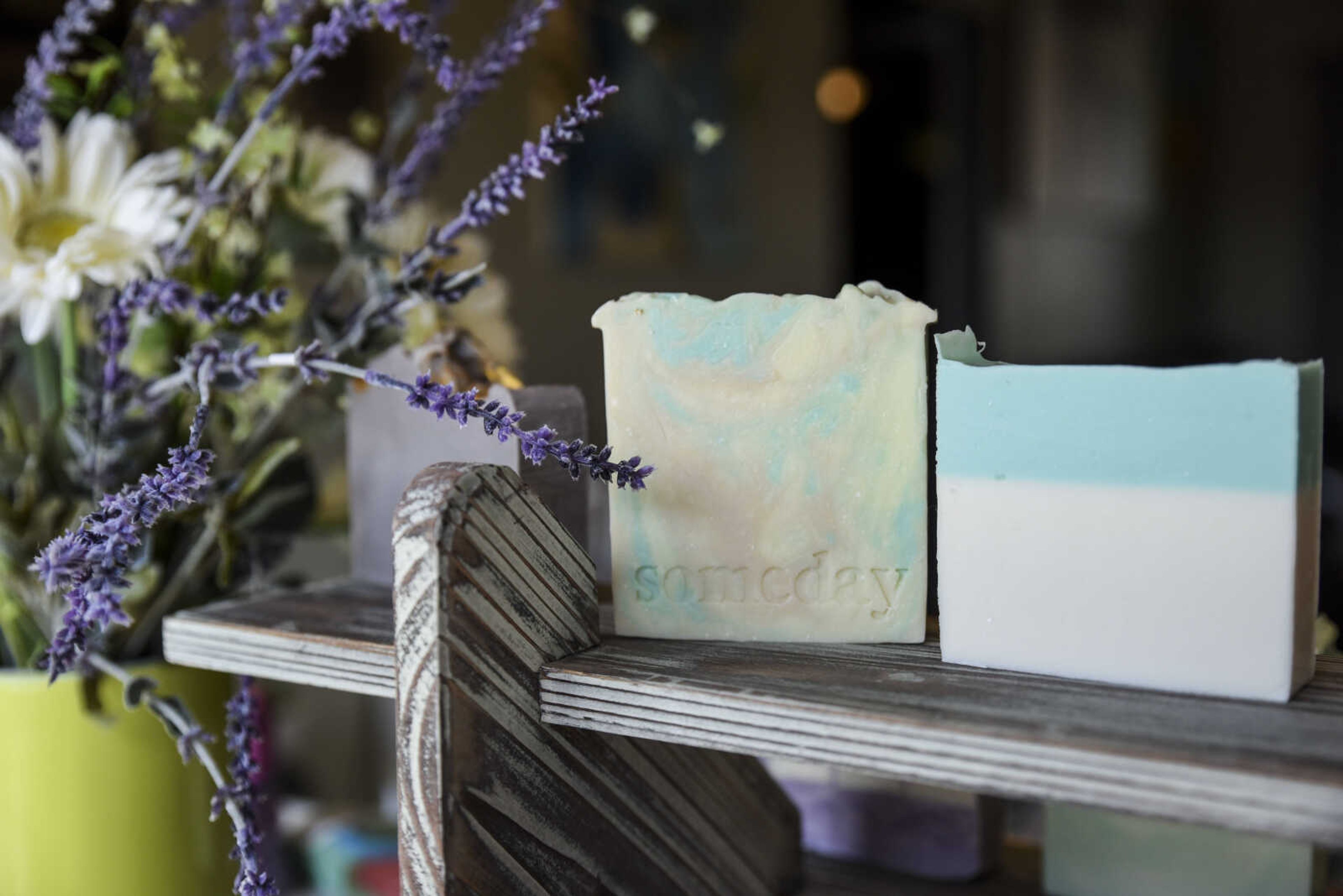 Breanna Stone's homemade soaps sit on display in her home Tuesday, May 1, 2018, in Jackson.