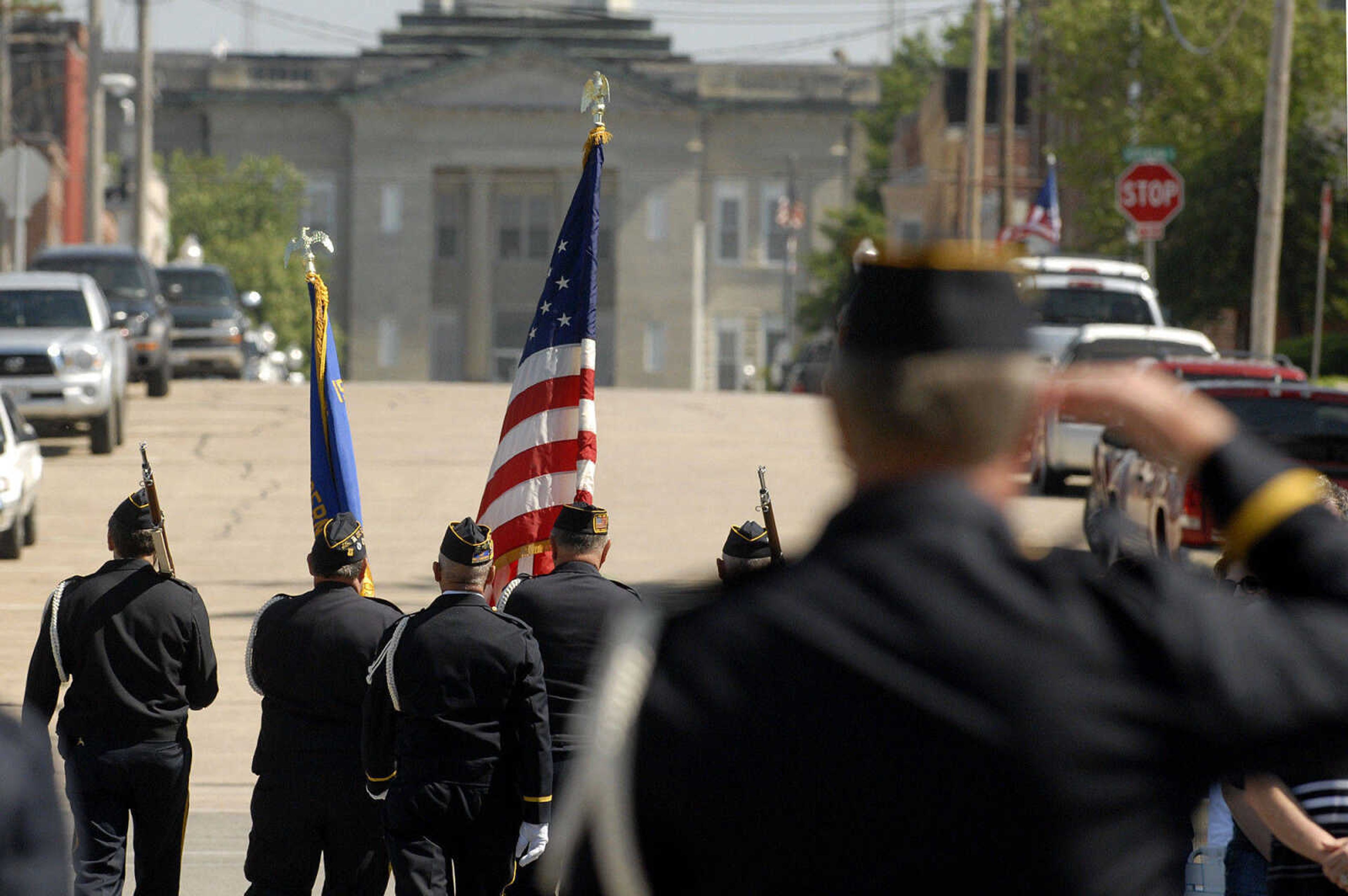 LAURA SIMON~lsimon@semissourian.com
The American Legion Honor Guard Post 158 is saluted as they close out the Memorial Day ceremony Monday, May 30, 2011 in Jackson.