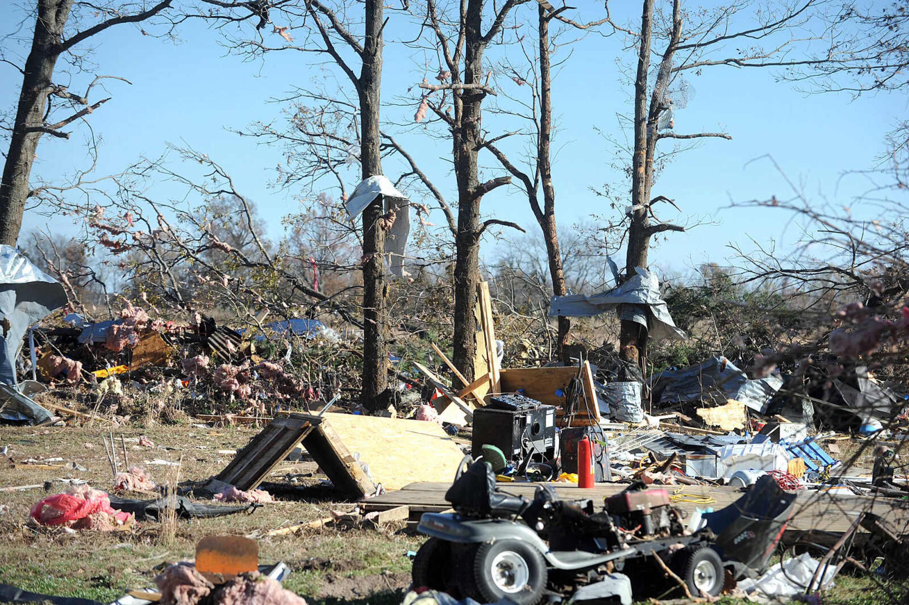 LAURA SIMON ~ lsimon@semissourian.com

Debris and damage from Sunday's severe weather is seen along Scott County Road 507, Monday, Nov. 18, 2013.