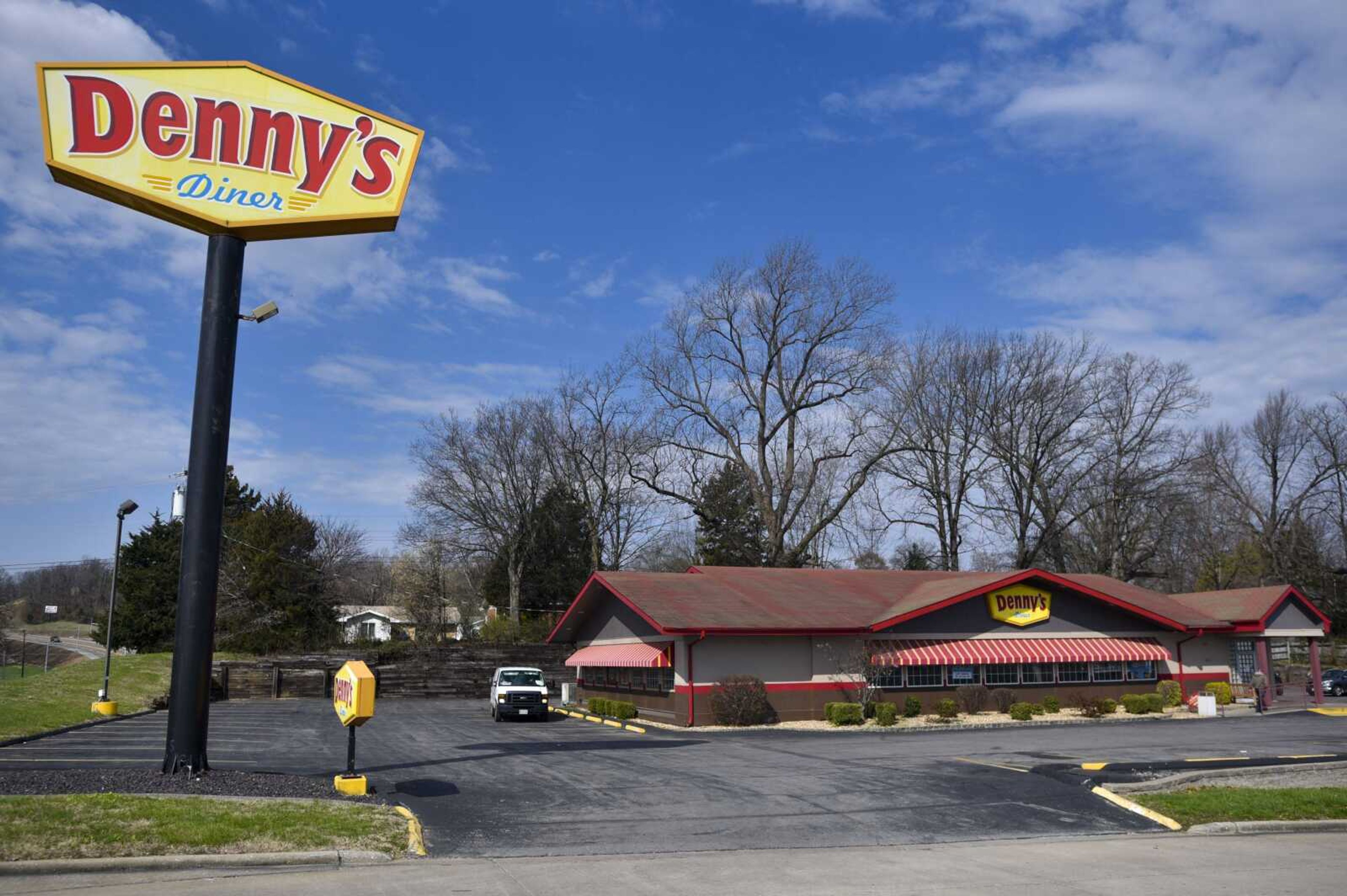 Denny's, now closed for business, is seen Thursday in Cape Girardeau. The sign was removed Friday.